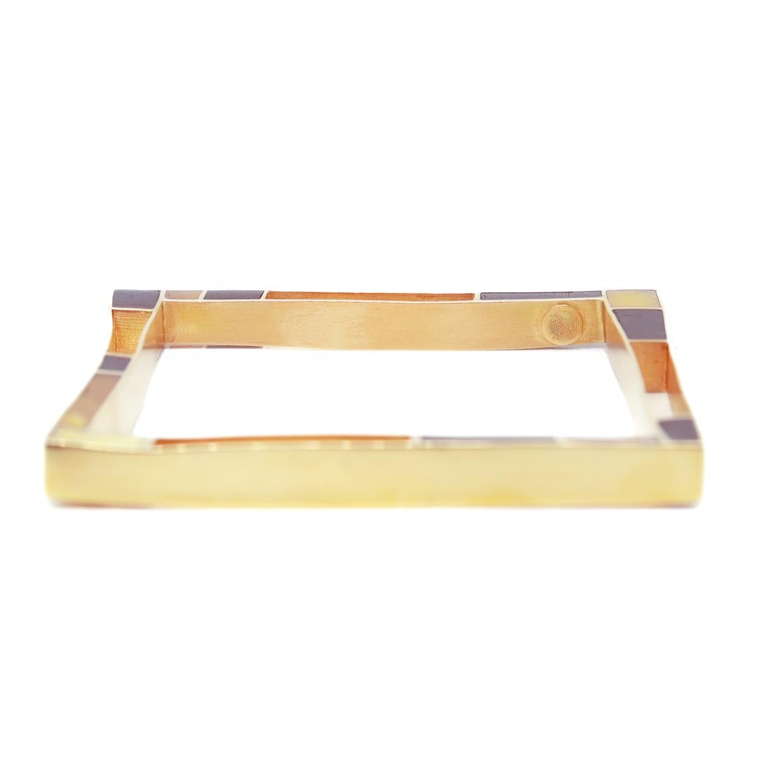 Italian Modernist Bracelet in 18k Gold, Ebony, and Amber For Sale 7
