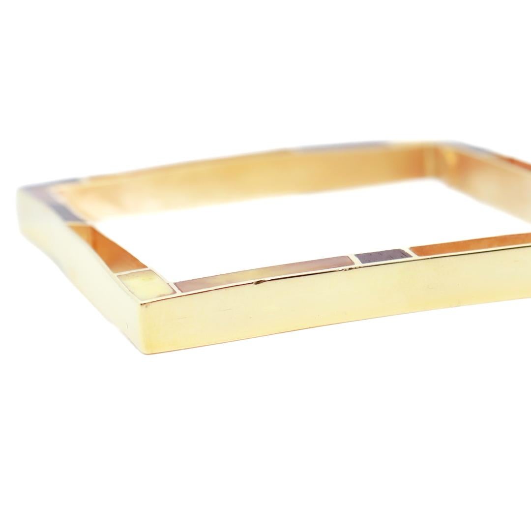 Italian Modernist Bracelet in 18k Gold, Ebony, and Amber For Sale 9