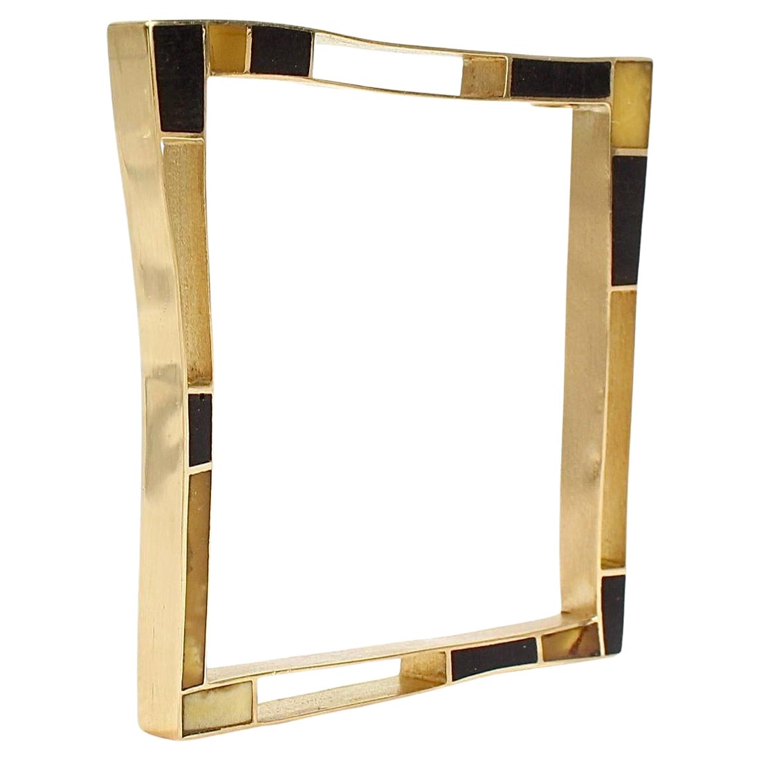 Italienisches modernistisches Armband aus 18k Gold, Ebenholz und Bernstein