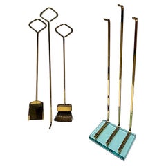 Modernistischer italienischer Kamin aus Messing und Glas von Fontana Arte