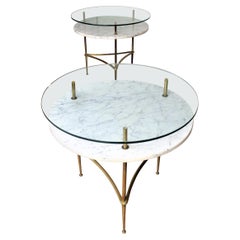 Italian Modernist Brass and Marble Tables in the Style of Gio Ponti