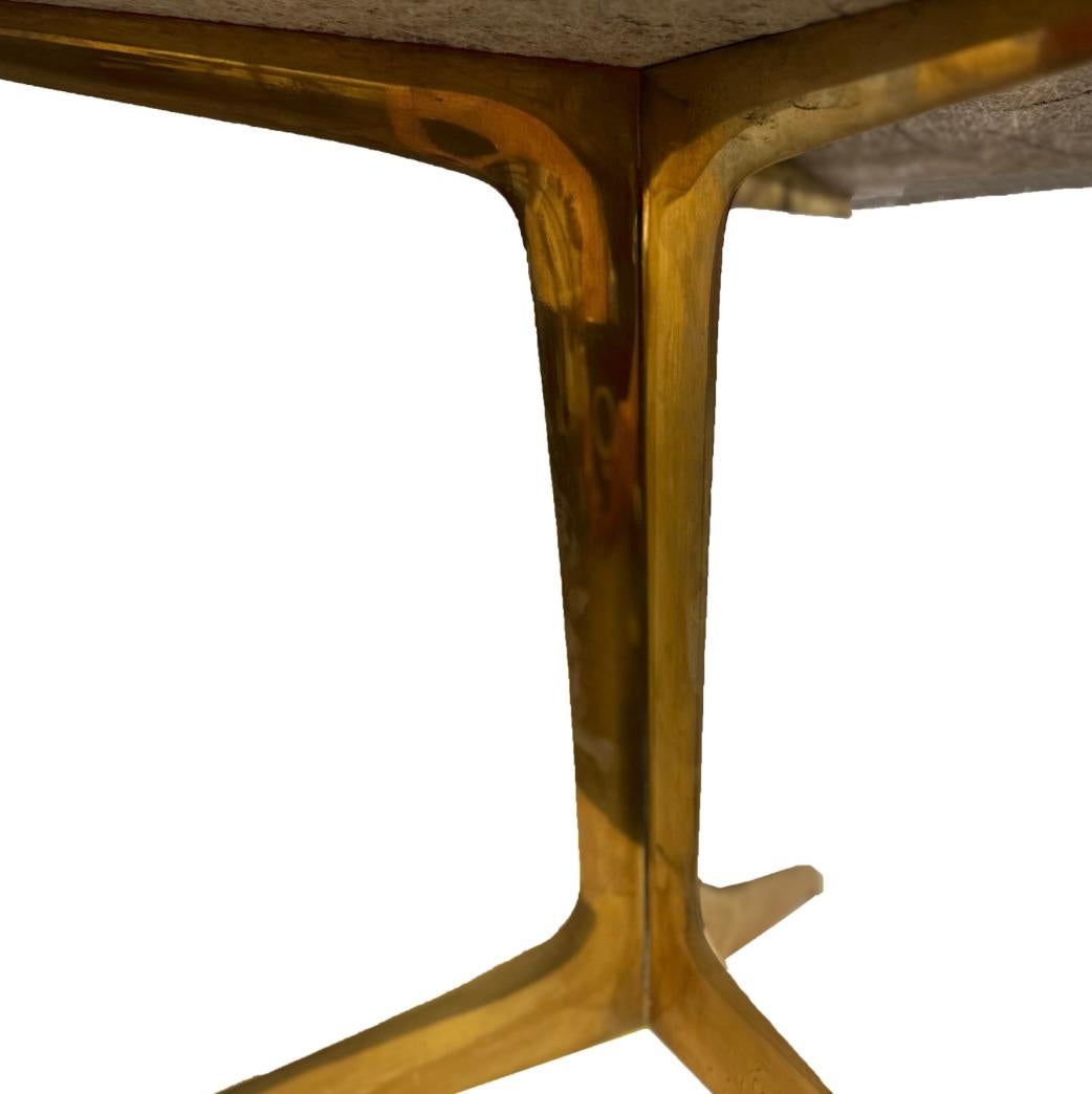 Italian Modernist Brass and Marble Top End Tables For Sale 1