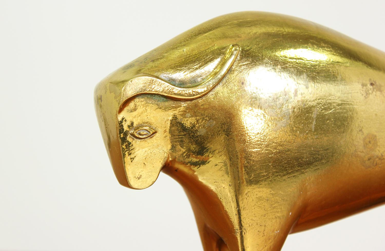 Mid-Century Modern Italian Modernist Brass Bull Sculpture