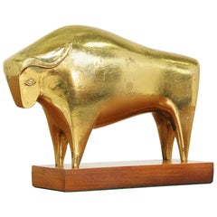 Retro Italian Modernist Brass Bull Sculpture