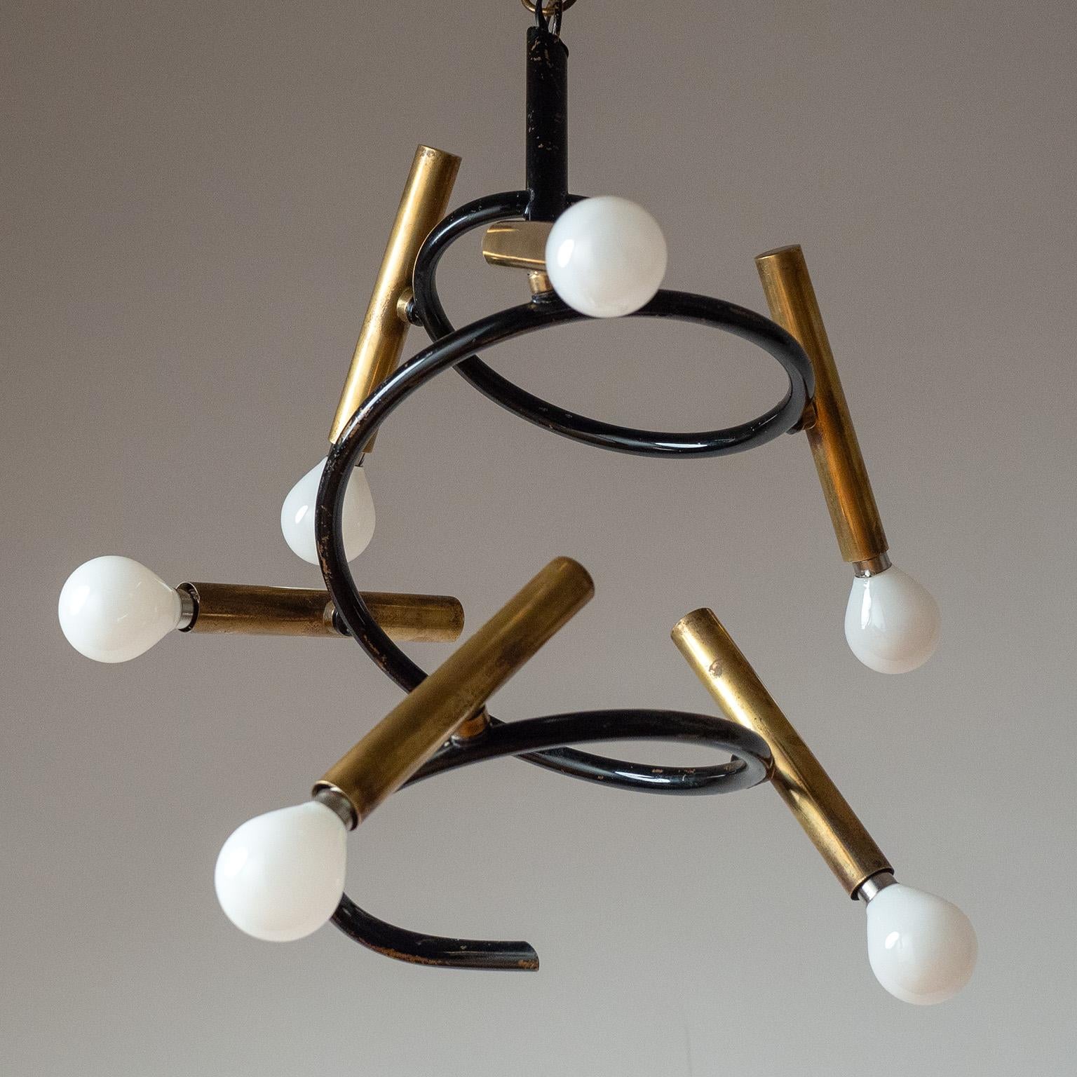 Lampadario italiano modernista in ottone, anni '50 In condizioni buone in vendita a Vienna, AT