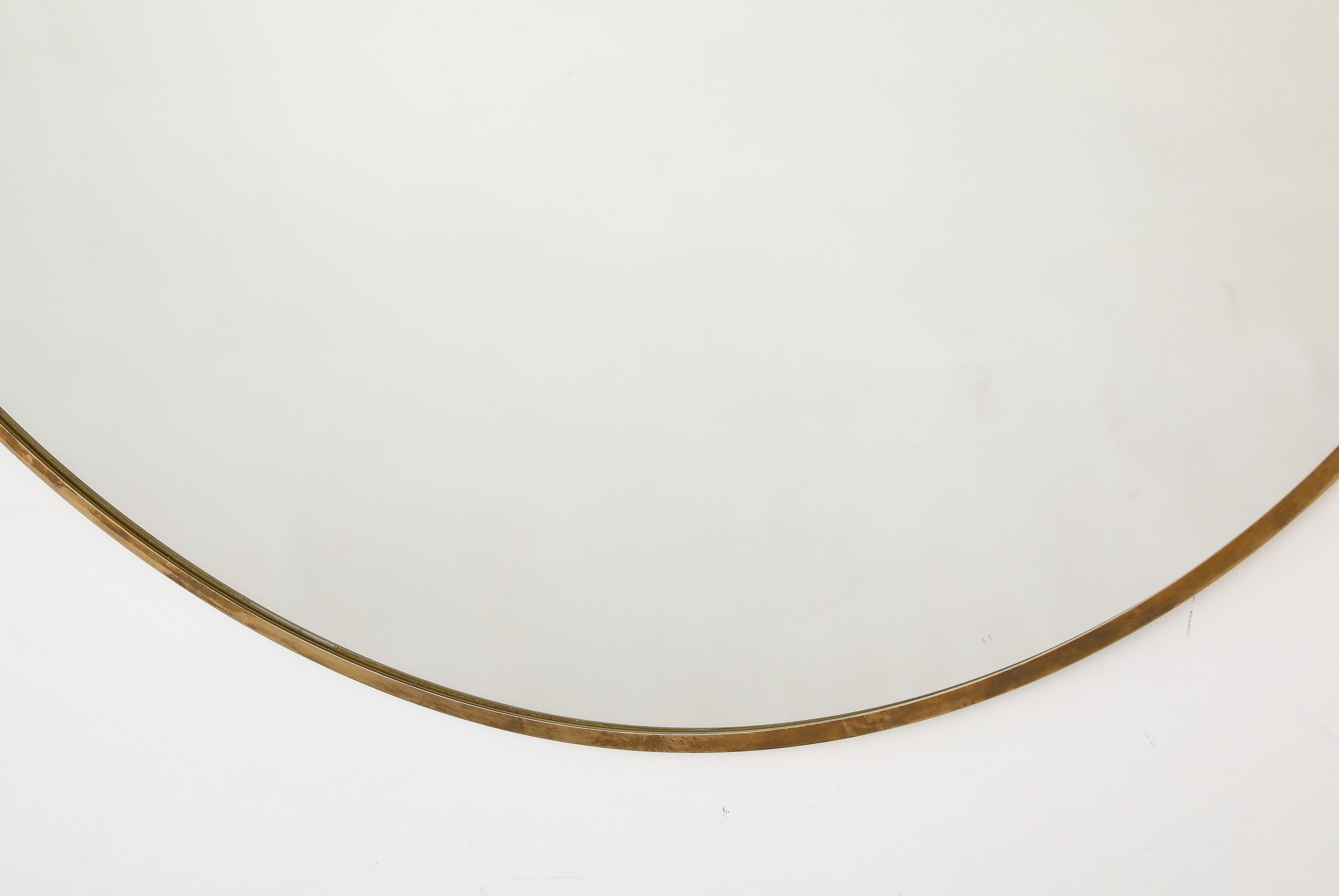 Italian Modernist Brass Circular Wall Mirror, Italy, circa 1950  For Sale 1