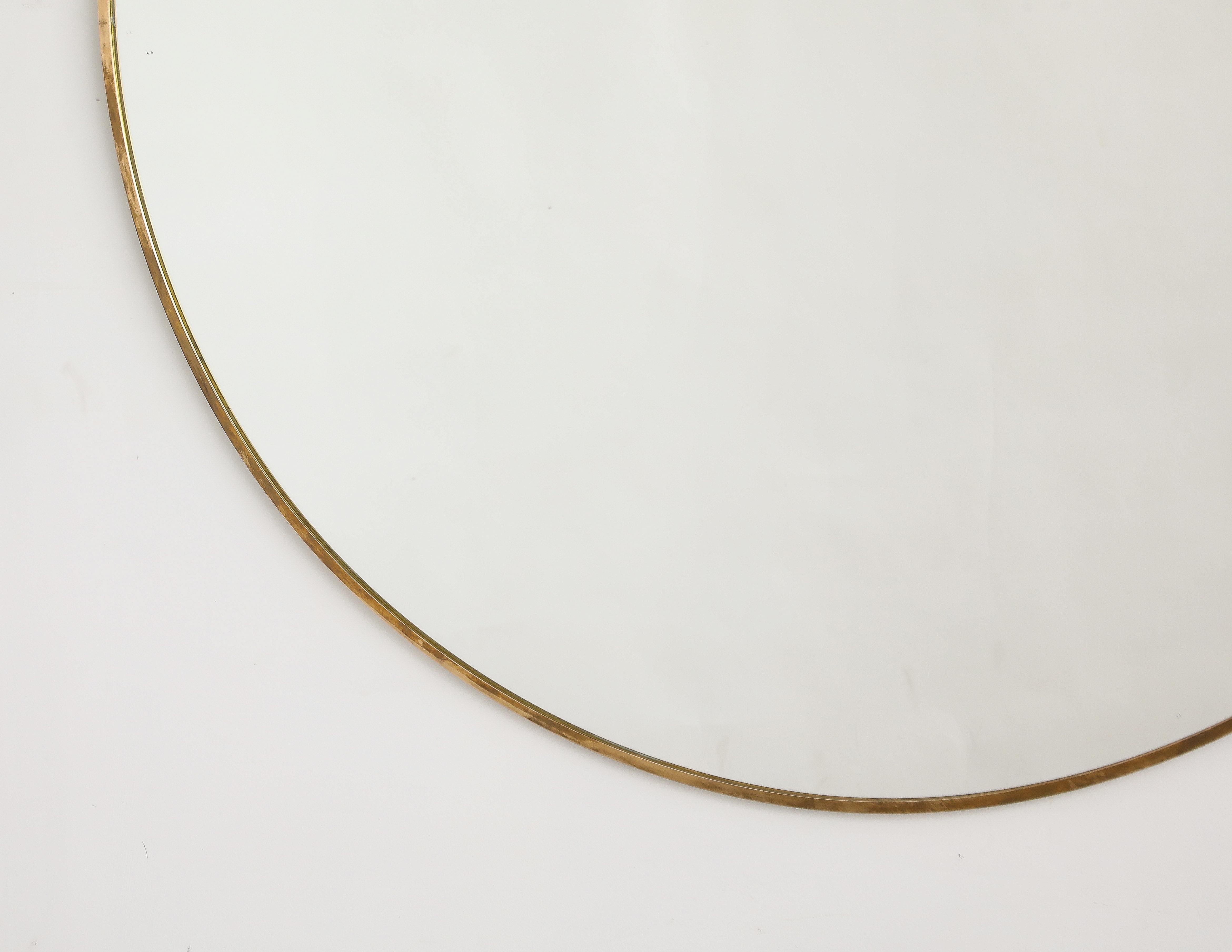Italian Modernist Brass Circular Wall Mirror, Italy, circa 1950  For Sale 2