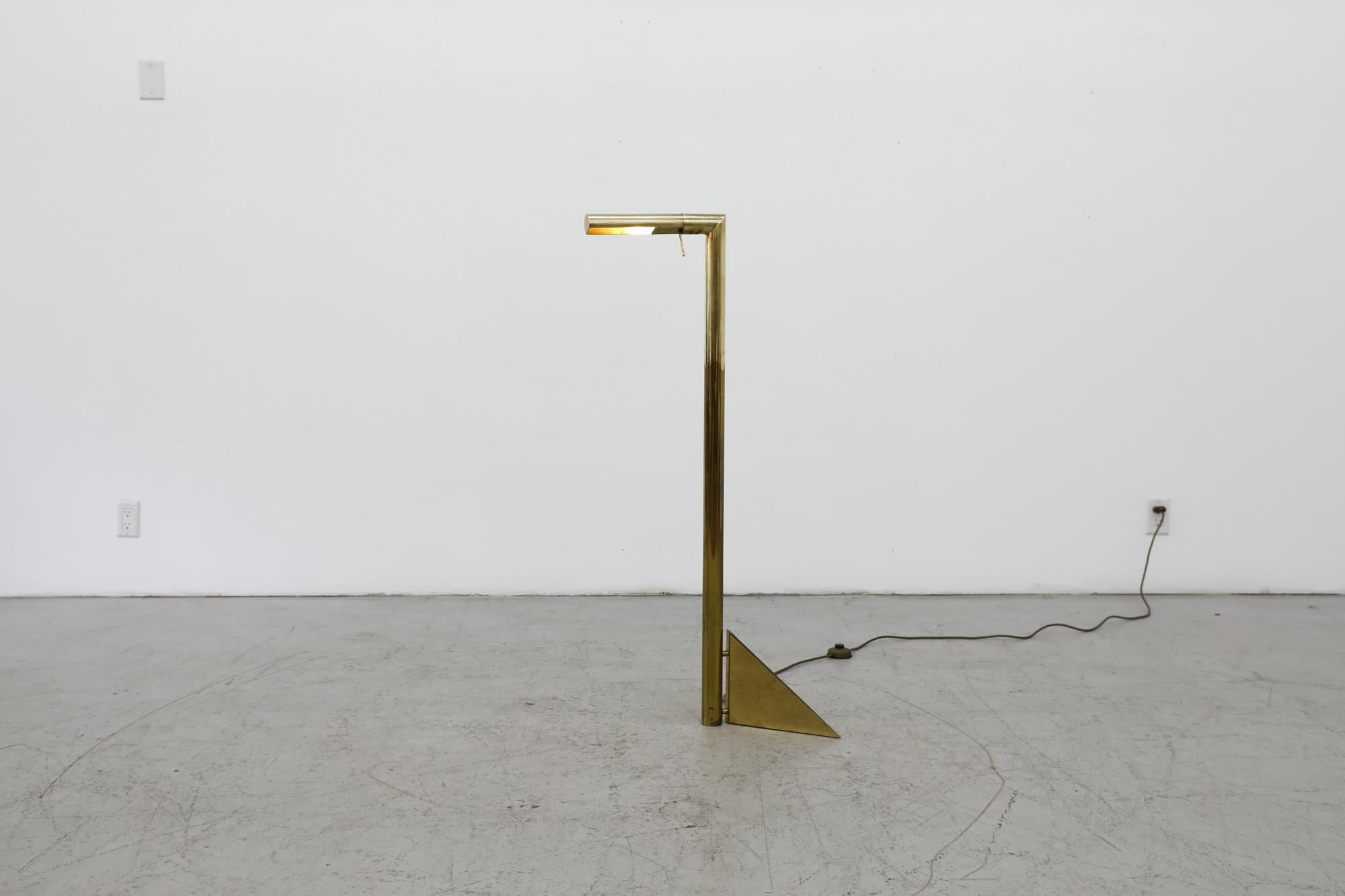 Mid-Century Modern Italian Modernist Brass Floor Light For Sale