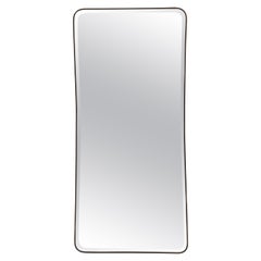 Italian Modernist Brass Framed Full Length Bevelled Mirror, Italy, 1950's