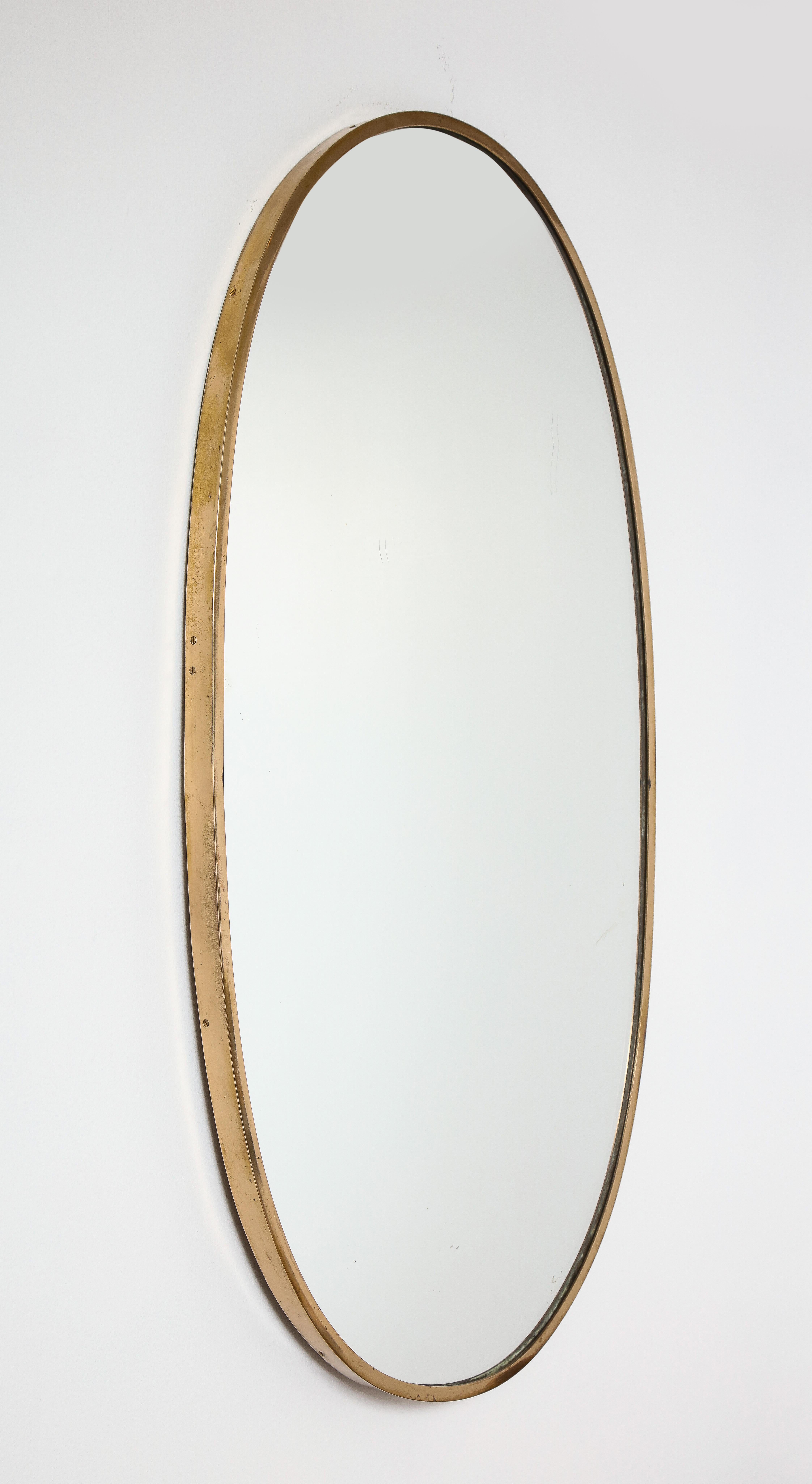 Mid-Century Modern Italian Modernist Brass Framed Mirror, 1950-60