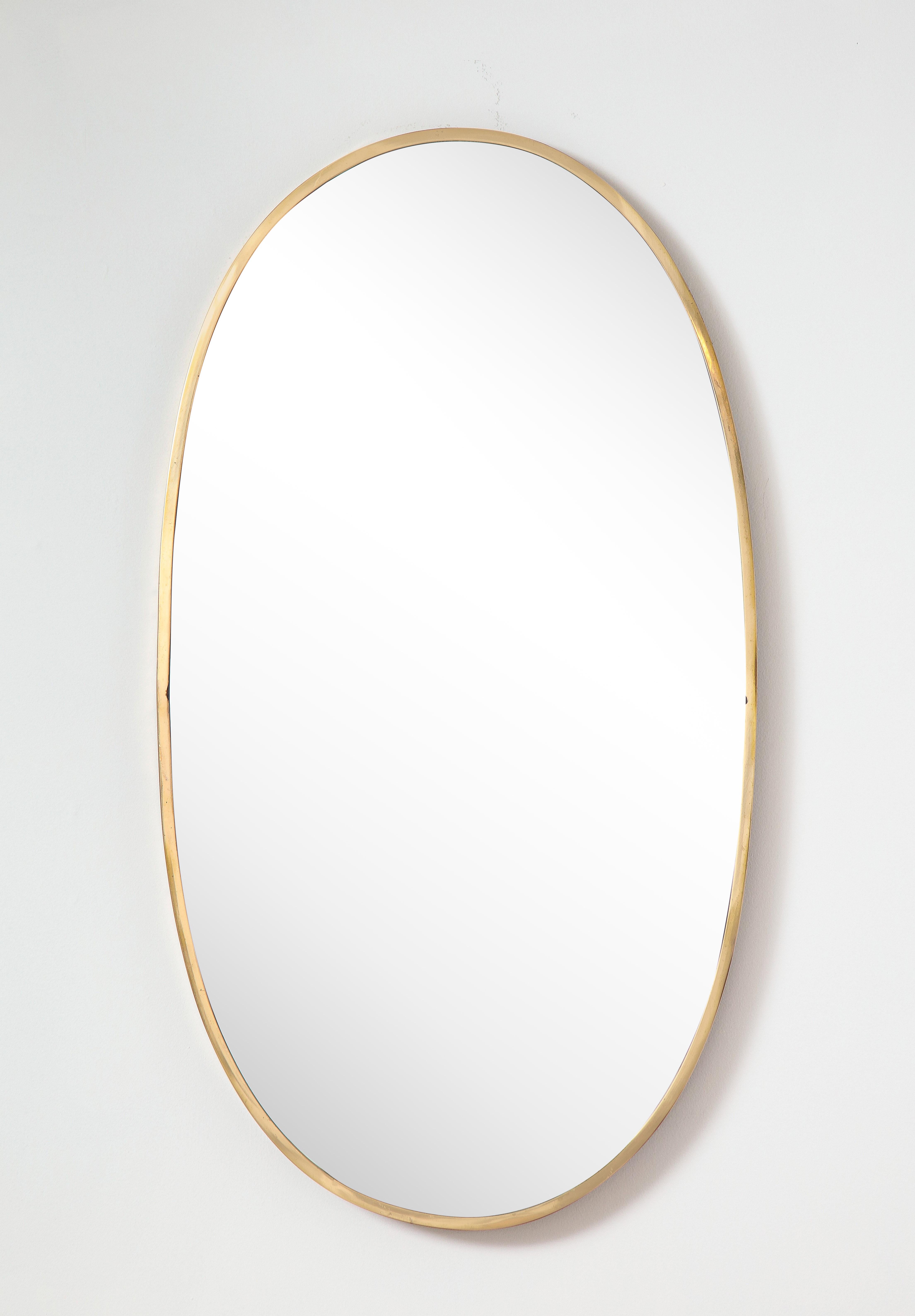 Italian Modernist Brass Framed Mirror, 1950-60 In Good Condition In Brooklyn, NY
