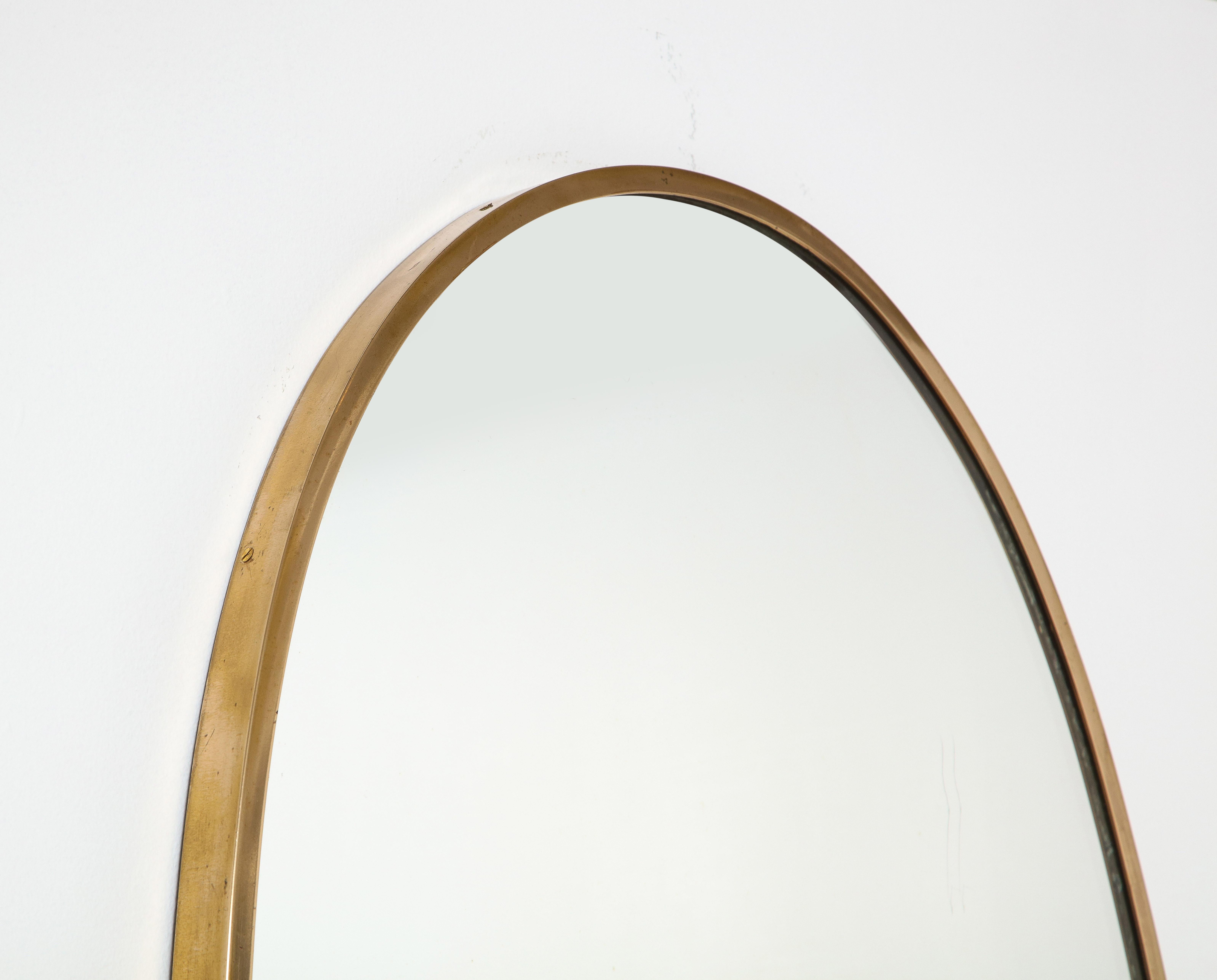 Mid-20th Century Italian Modernist Brass Framed Mirror, 1950-60
