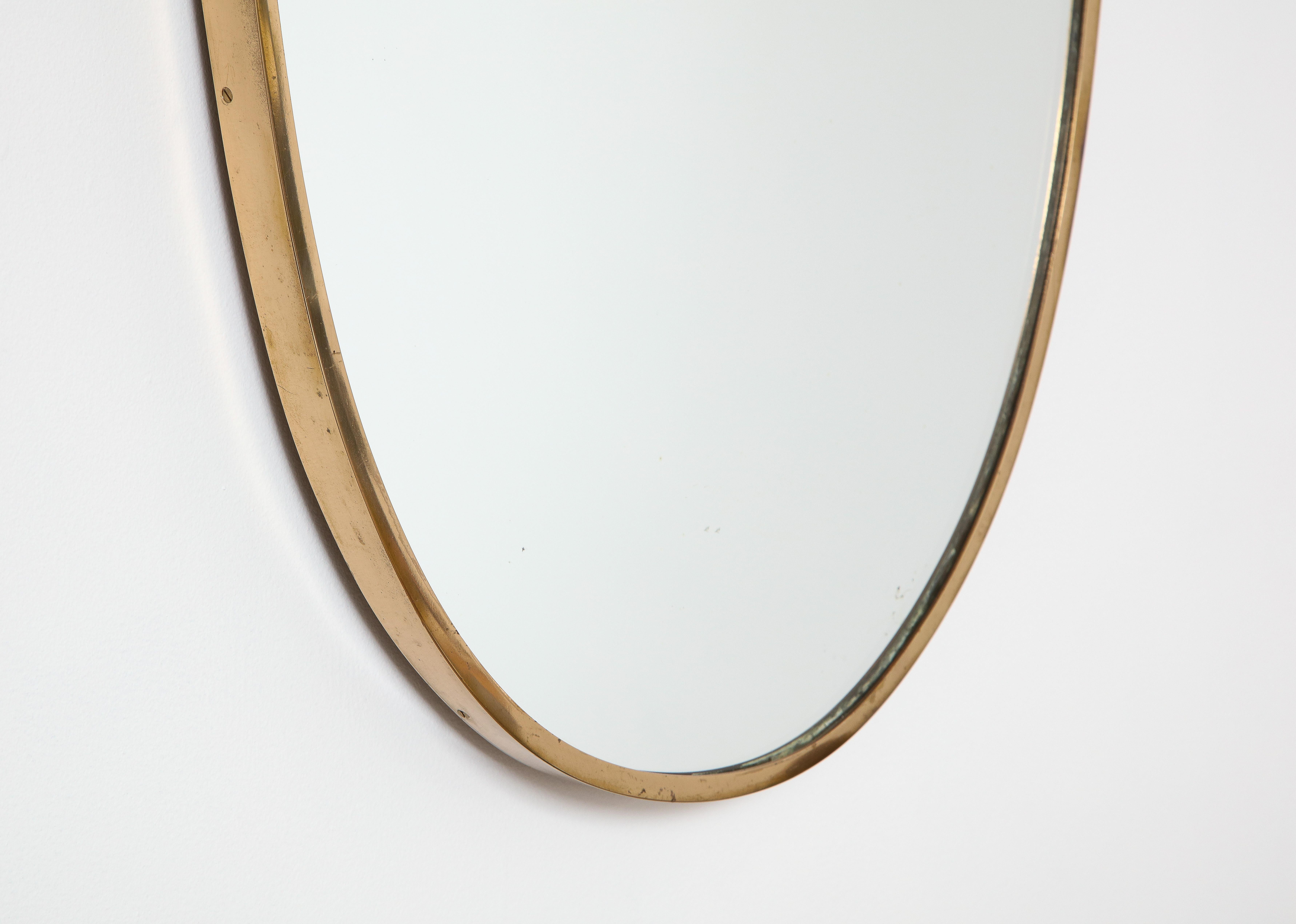 Italian Modernist Brass Framed Mirror, 1950-60 1