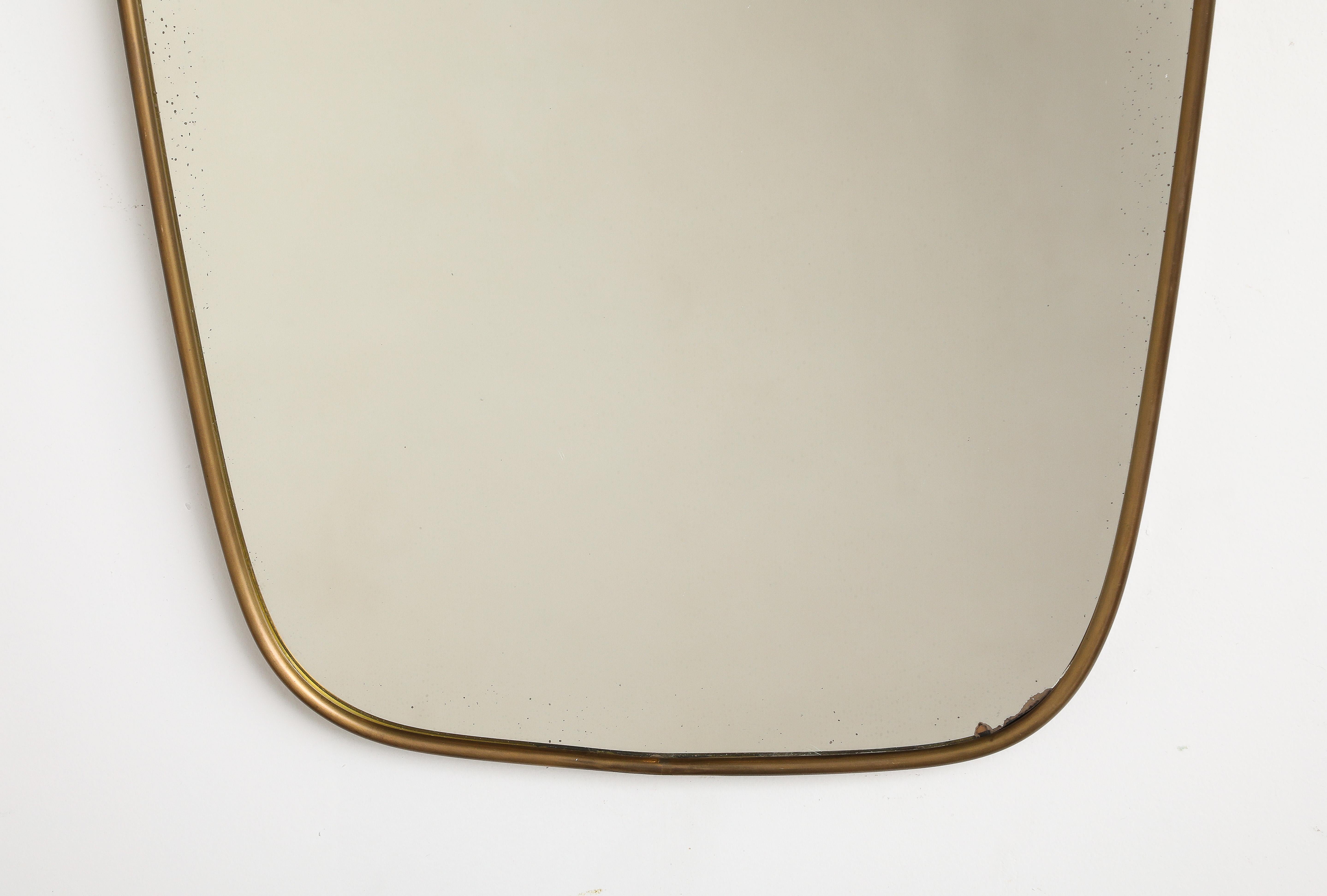 Italian Modernist Brass Framed Wall Mirror, circa 1950  For Sale 4