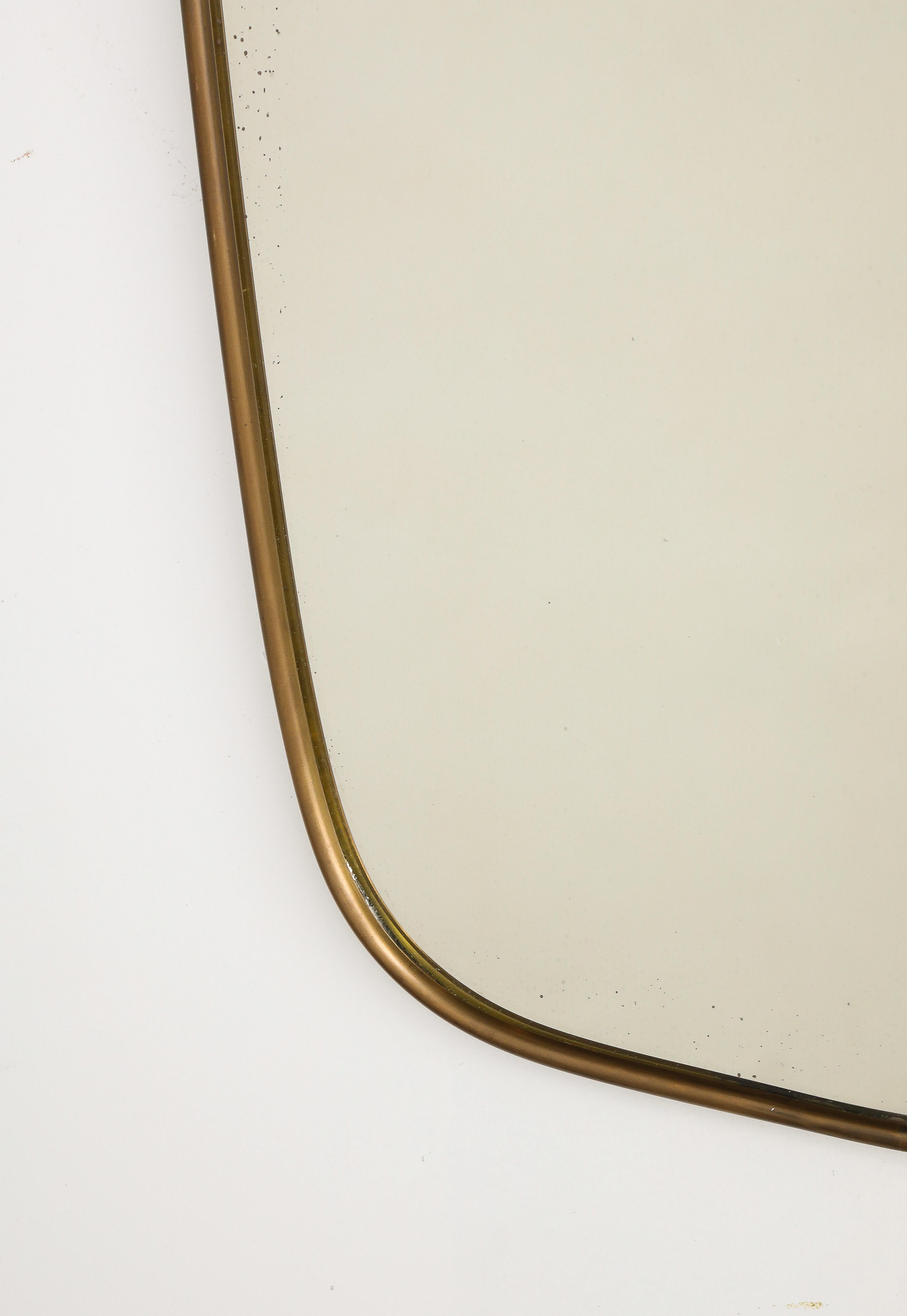 Italian Modernist Brass Framed Wall Mirror, circa 1950  For Sale 5
