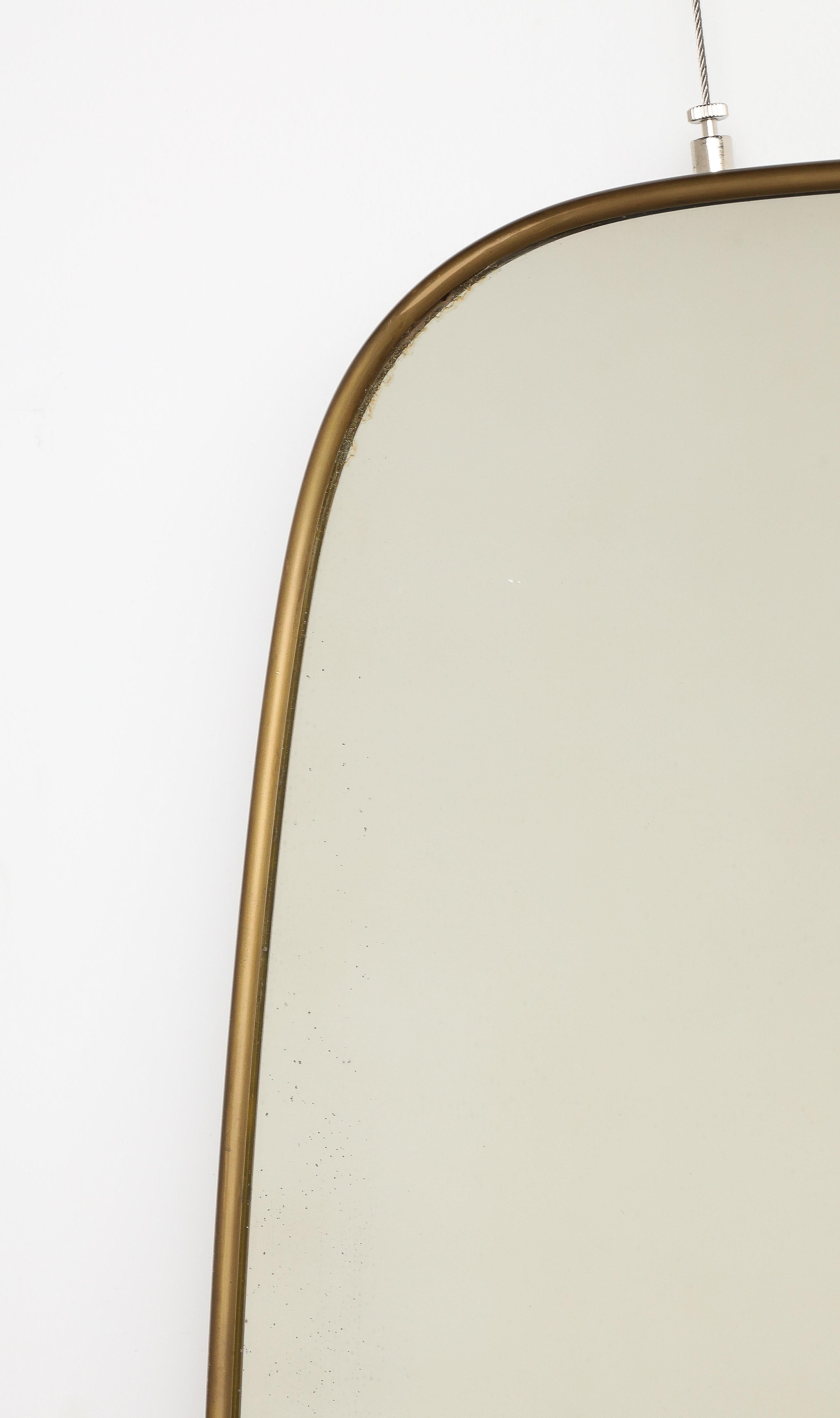 Italian Modernist Brass Framed Wall Mirror, circa 1950  For Sale 6