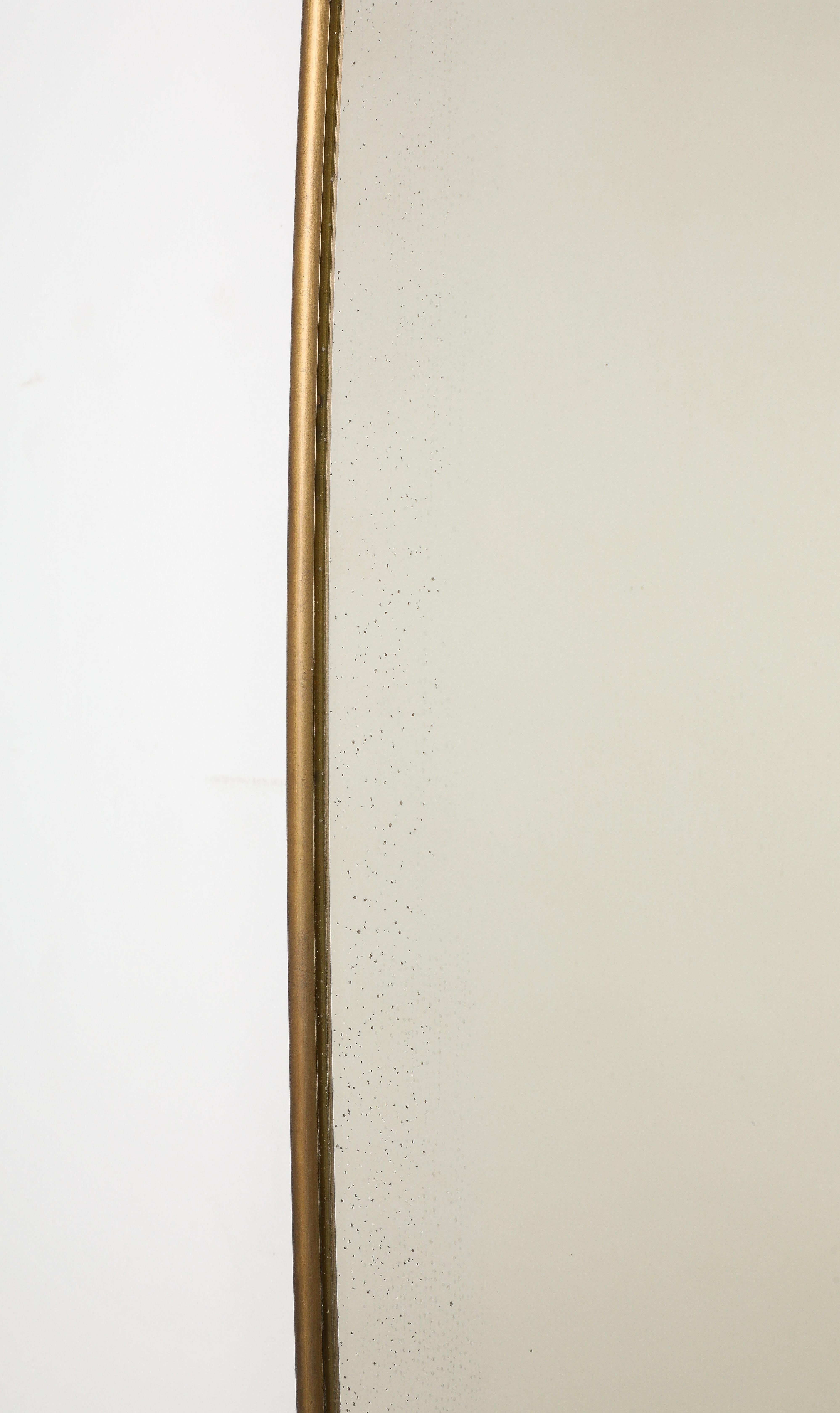 Italian Modernist Brass Framed Wall Mirror, circa 1950  For Sale 1