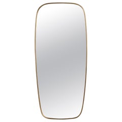 Italian Modernist Brass Framed Wall Mirror, circa 1950