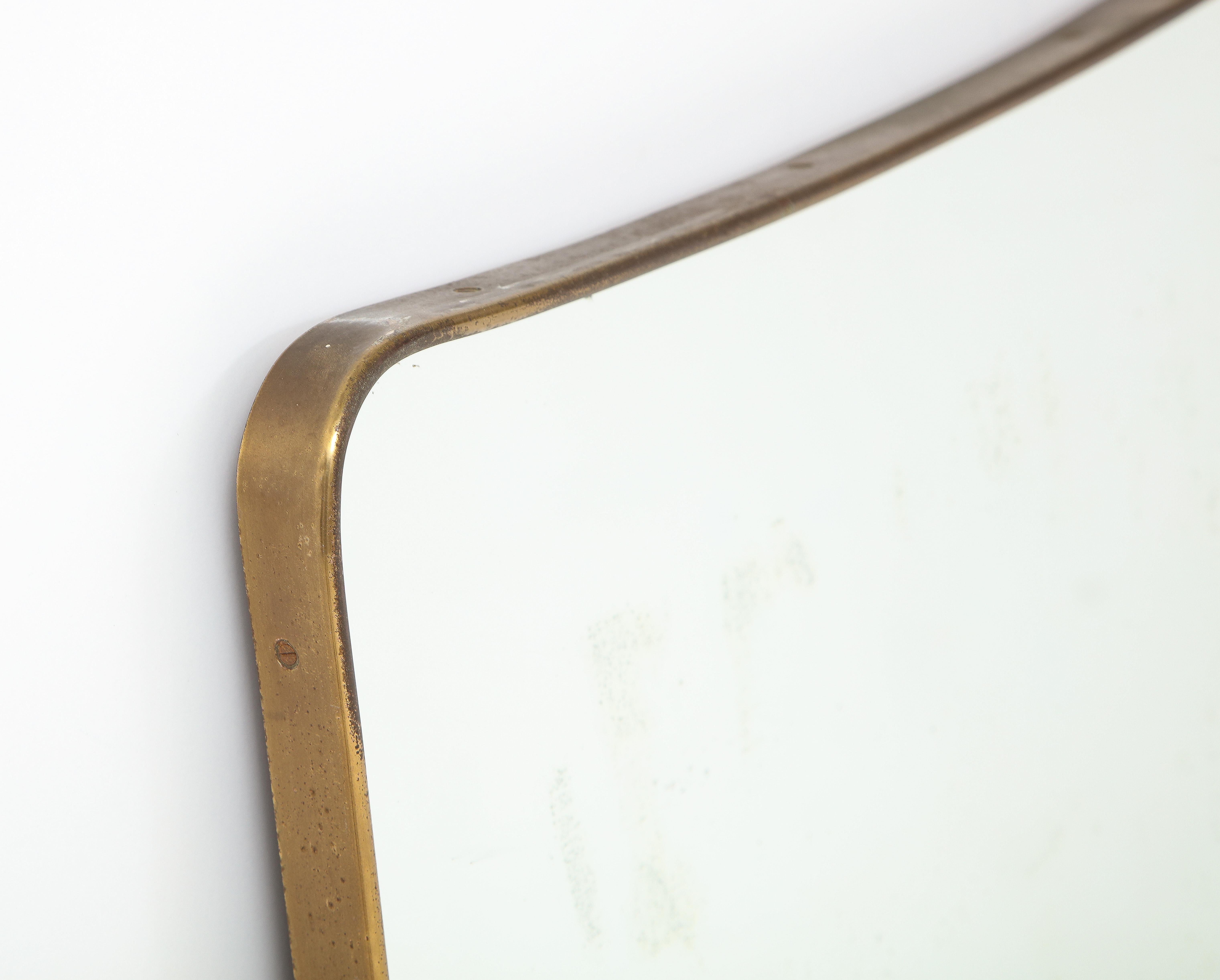 Italian Modernist Brass Mirror, 1950s In Good Condition In New York, NY