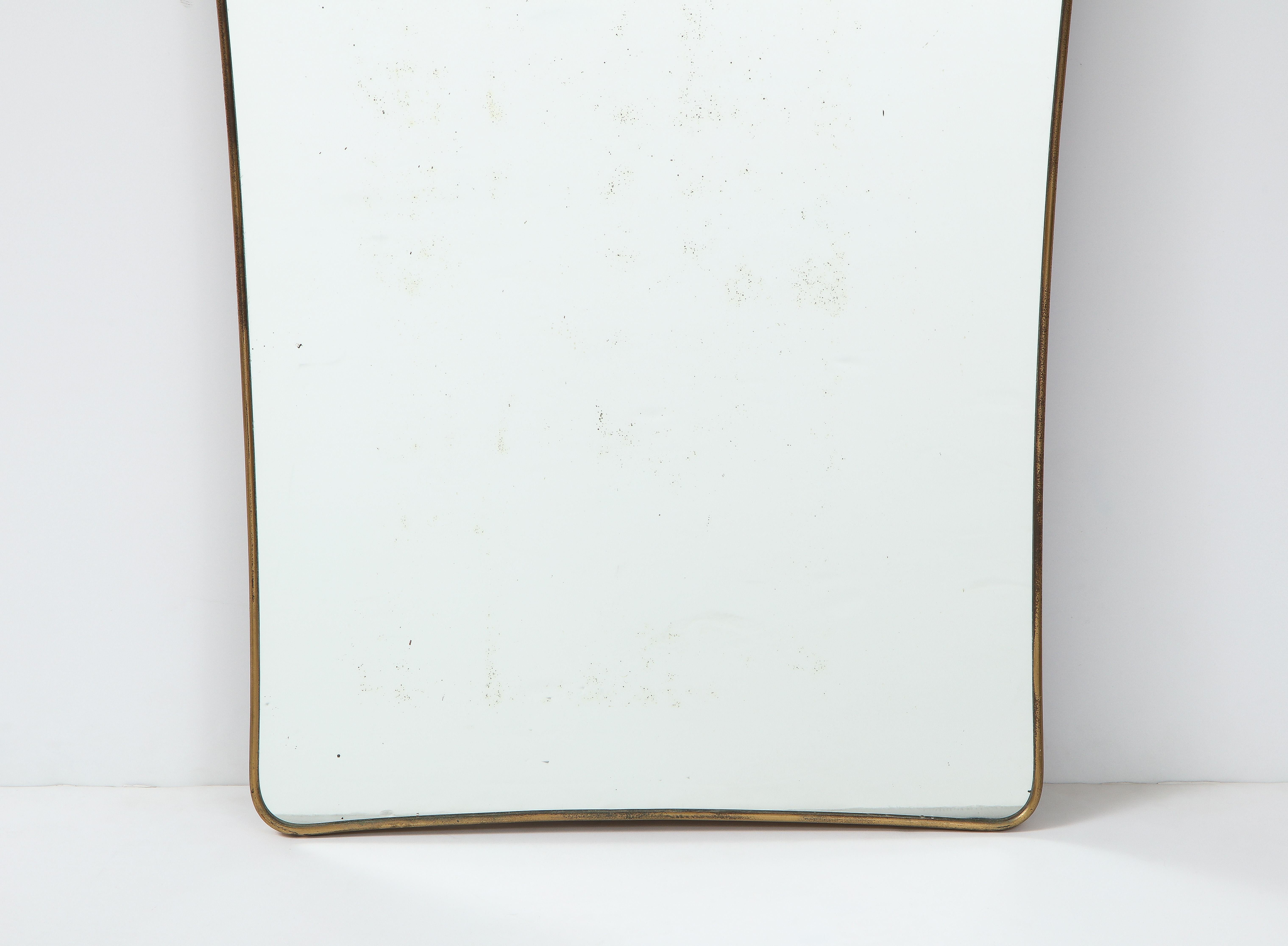 Mid-20th Century Italian Modernist Brass Mirror, 1950s