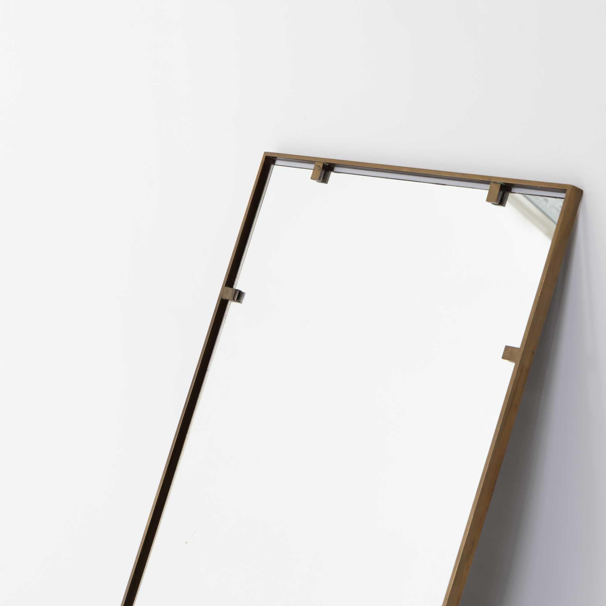 Italian Modernist Brass Mirror , 1960's For Sale 5