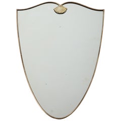 Italian Modernist Brass Shaped Wall Mirror, circa 1950