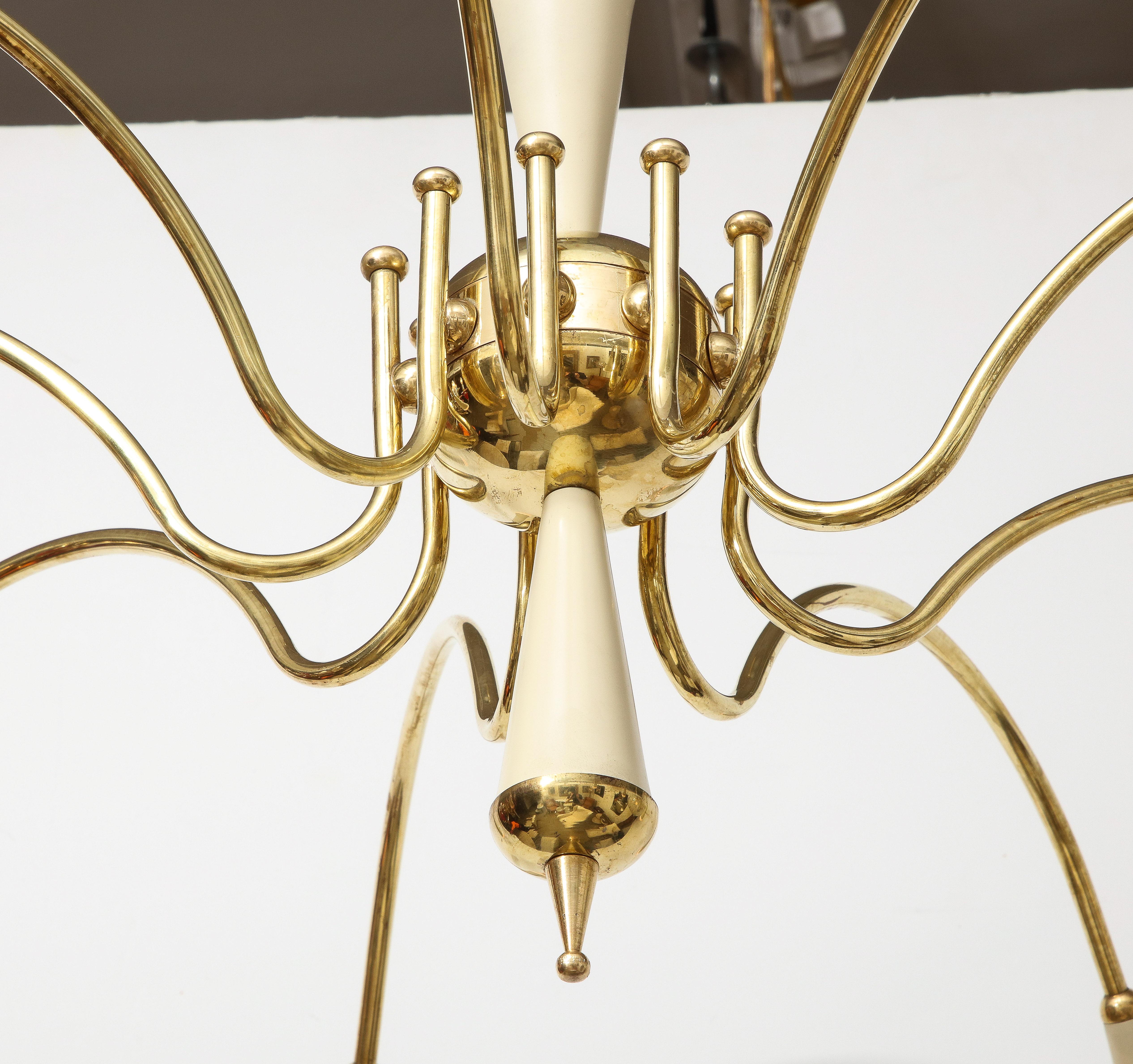 Italian Modernist Brass Spider Chandelier, Italy, circa 1950 For Sale 2