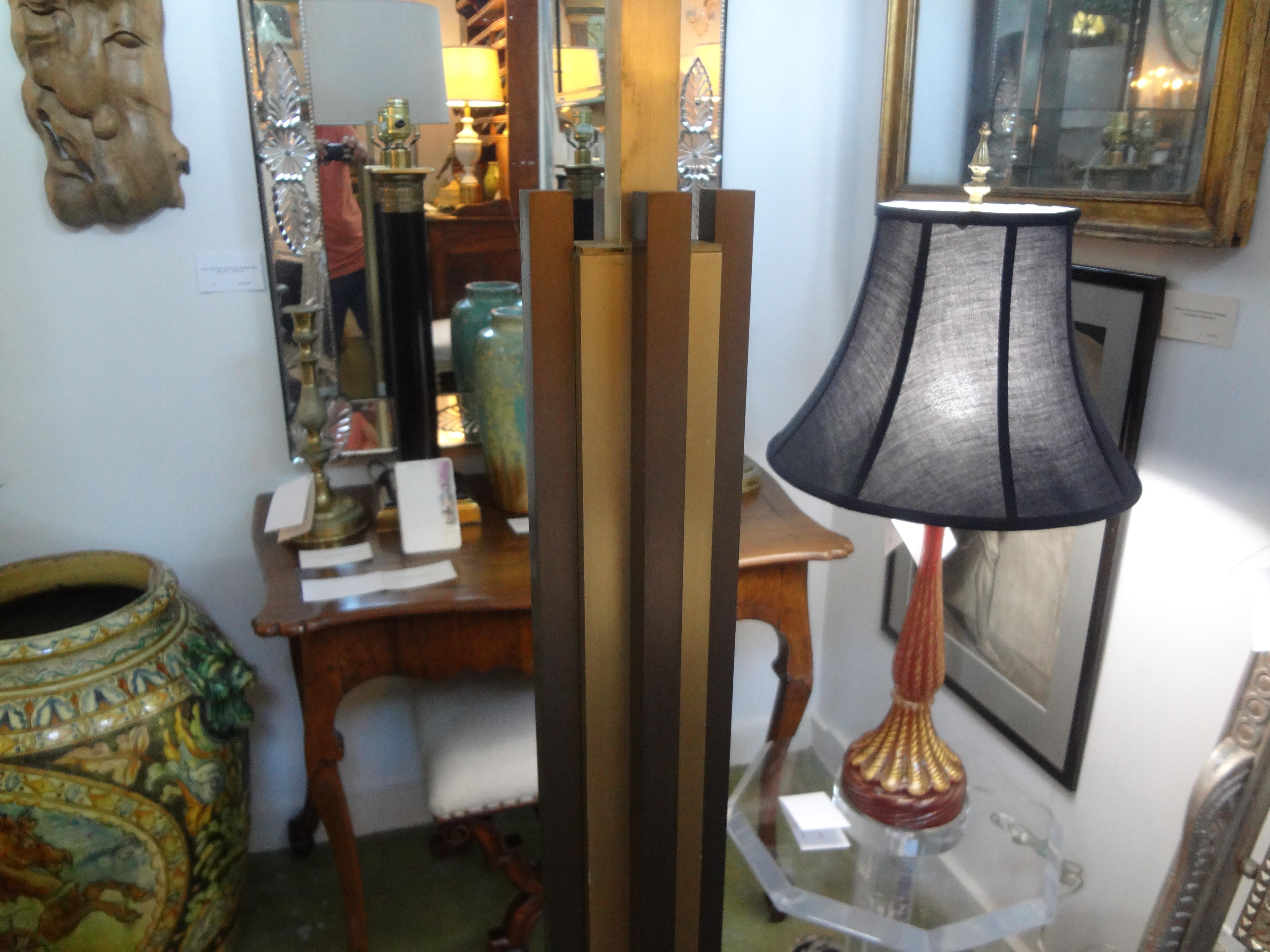 Mid-20th Century Italian Modernist Bronze and Brass Floor Lamp