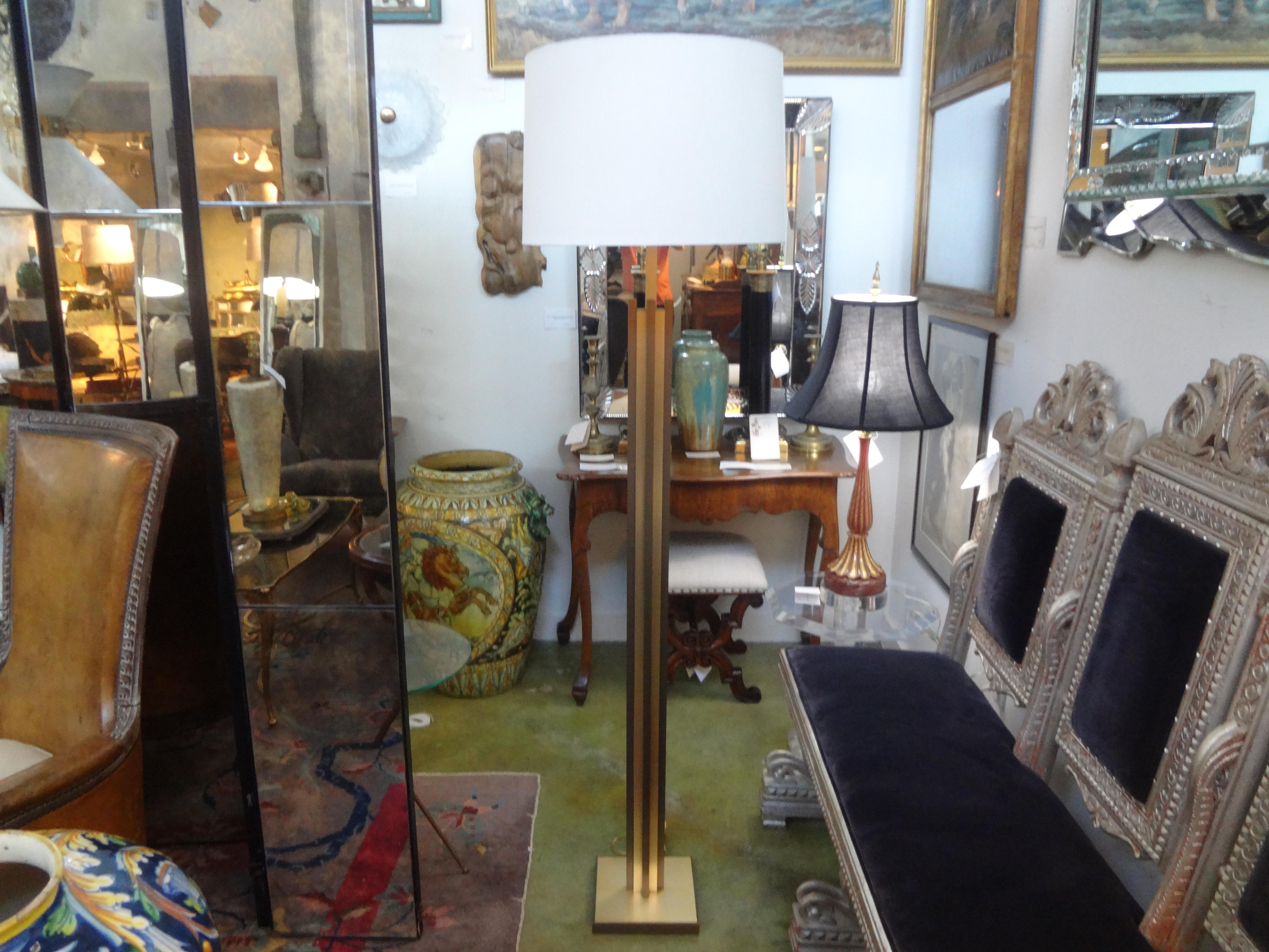 Italian Modernist Bronze and Brass Floor Lamp 4