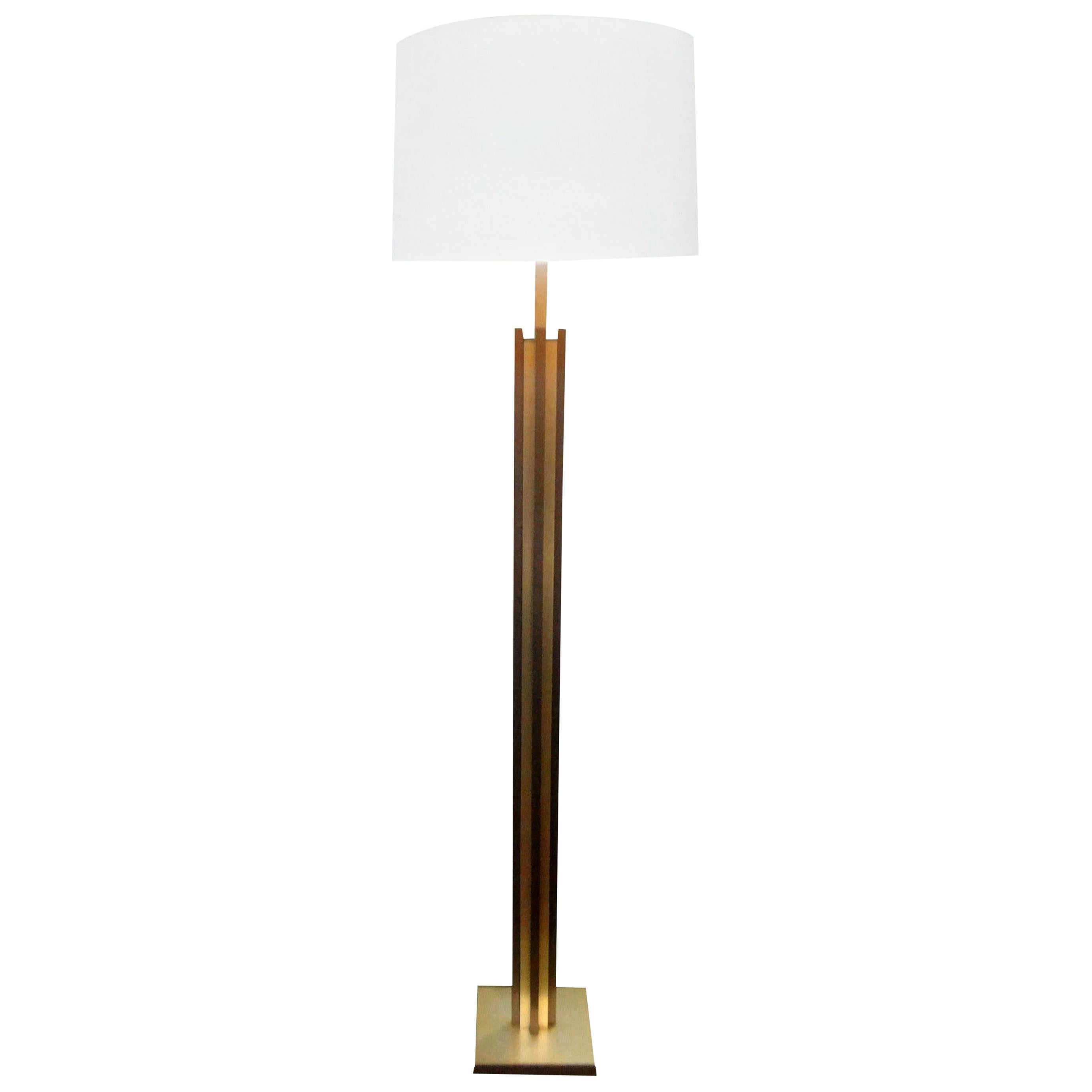 Italian Modernist Bronze and Brass Floor Lamp