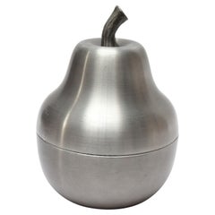 Secchiello per ghiaccio "Pera" in alluminio spazzolato modernista italiano