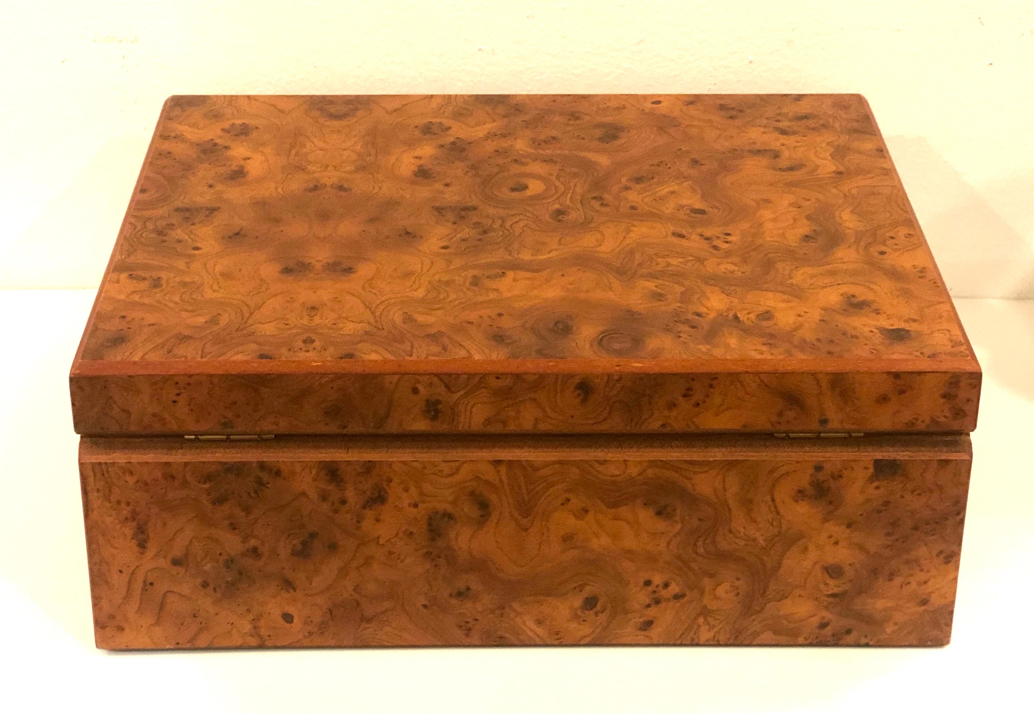 Mid-Century Modern Italian Modernist Burl Wood Cigar Box