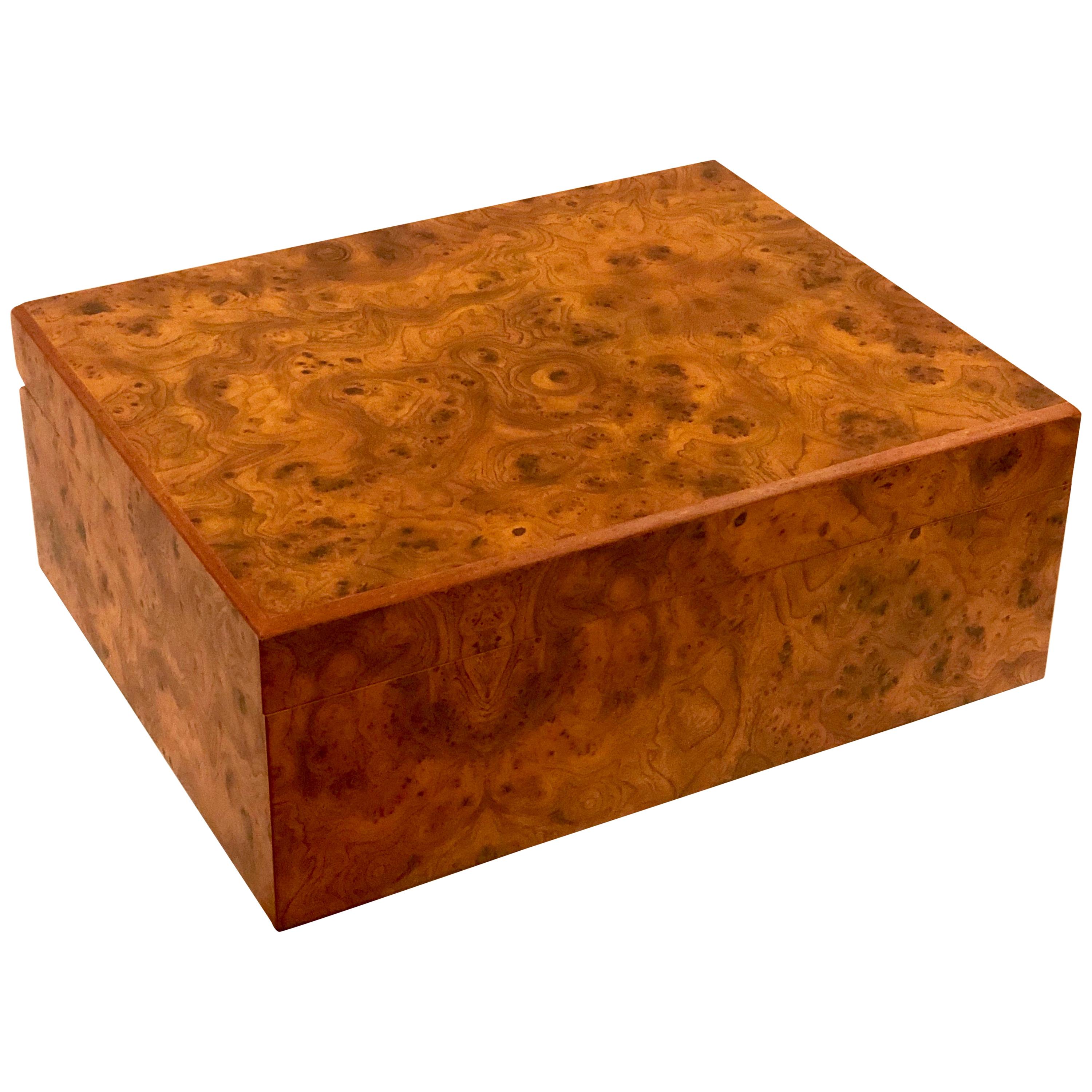 Italian Modernist Burl Wood Cigar Box