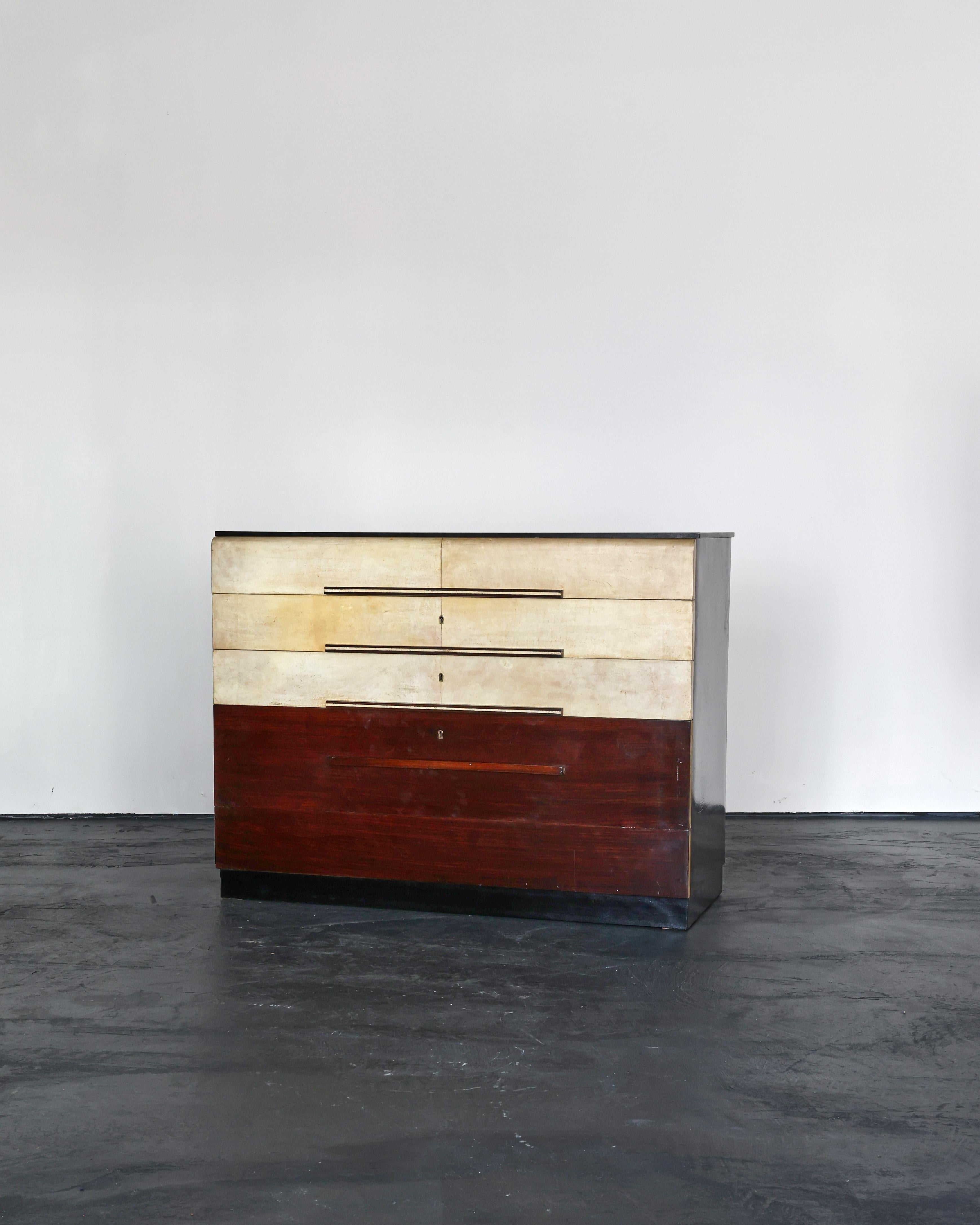 Mid-20th Century Italian Modernist C.1940s Vellum Chest of Drawers For Sale