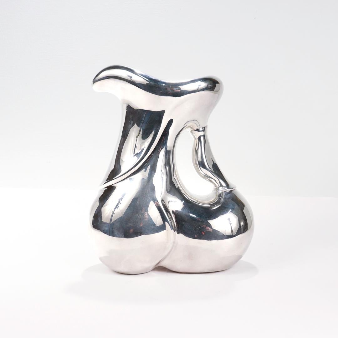 Italian Modernist Calegaro Sterling Silver Water Pitcher  For Sale 4