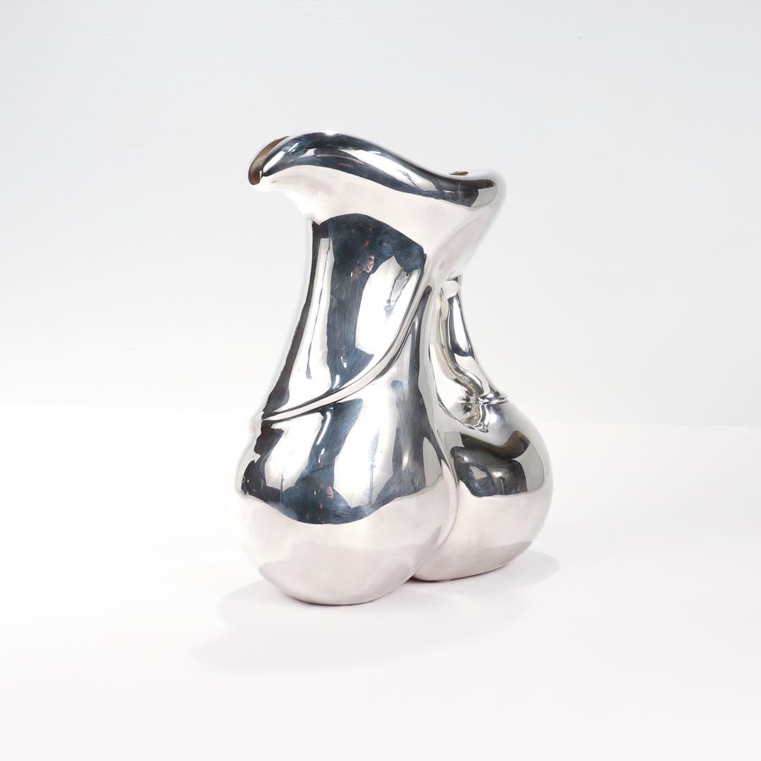 Italian Modernist Calegaro Sterling Silver Water Pitcher  For Sale 5
