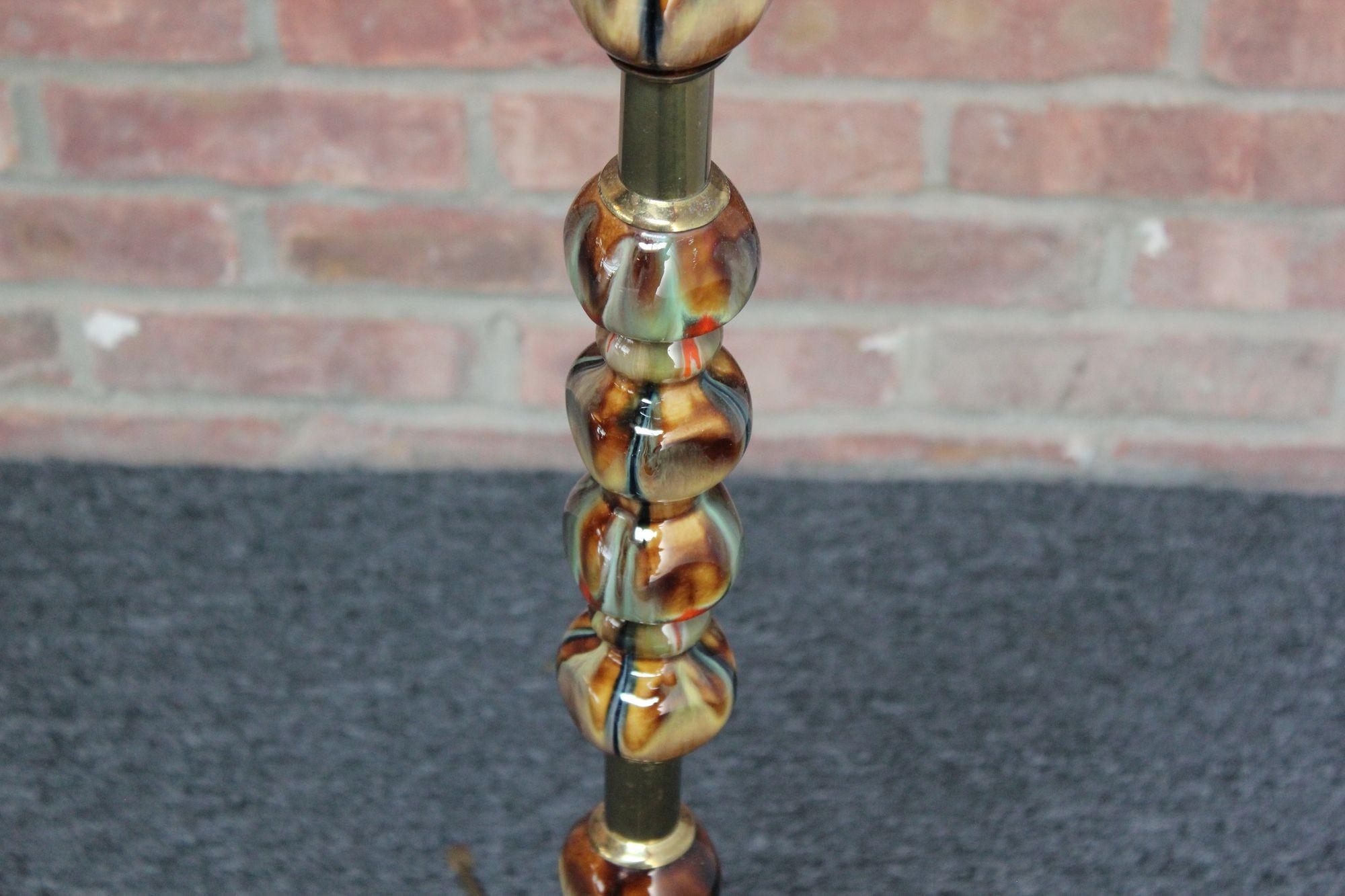 Italian Modernist Ceramic Floor Lamp with Brass Tripod Base For Sale 13