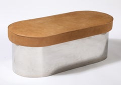 Italian Modernist Chrome Bench with Leather Seat Cushion, Italy, circa 1970