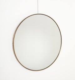 Italian Modernist Circular Brass Wall Mirror, circa 1950