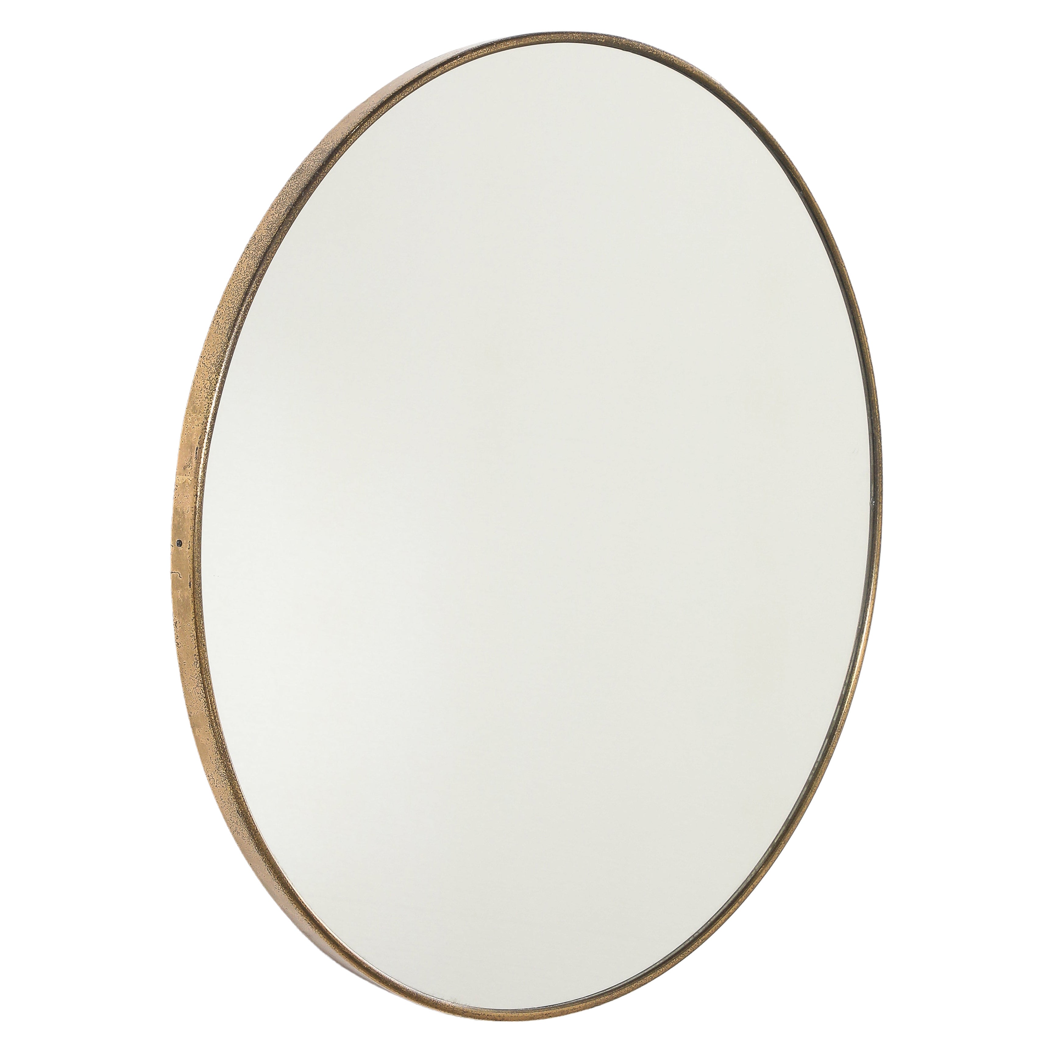 Miroir mural circulaire italien en laiton, circa 1950