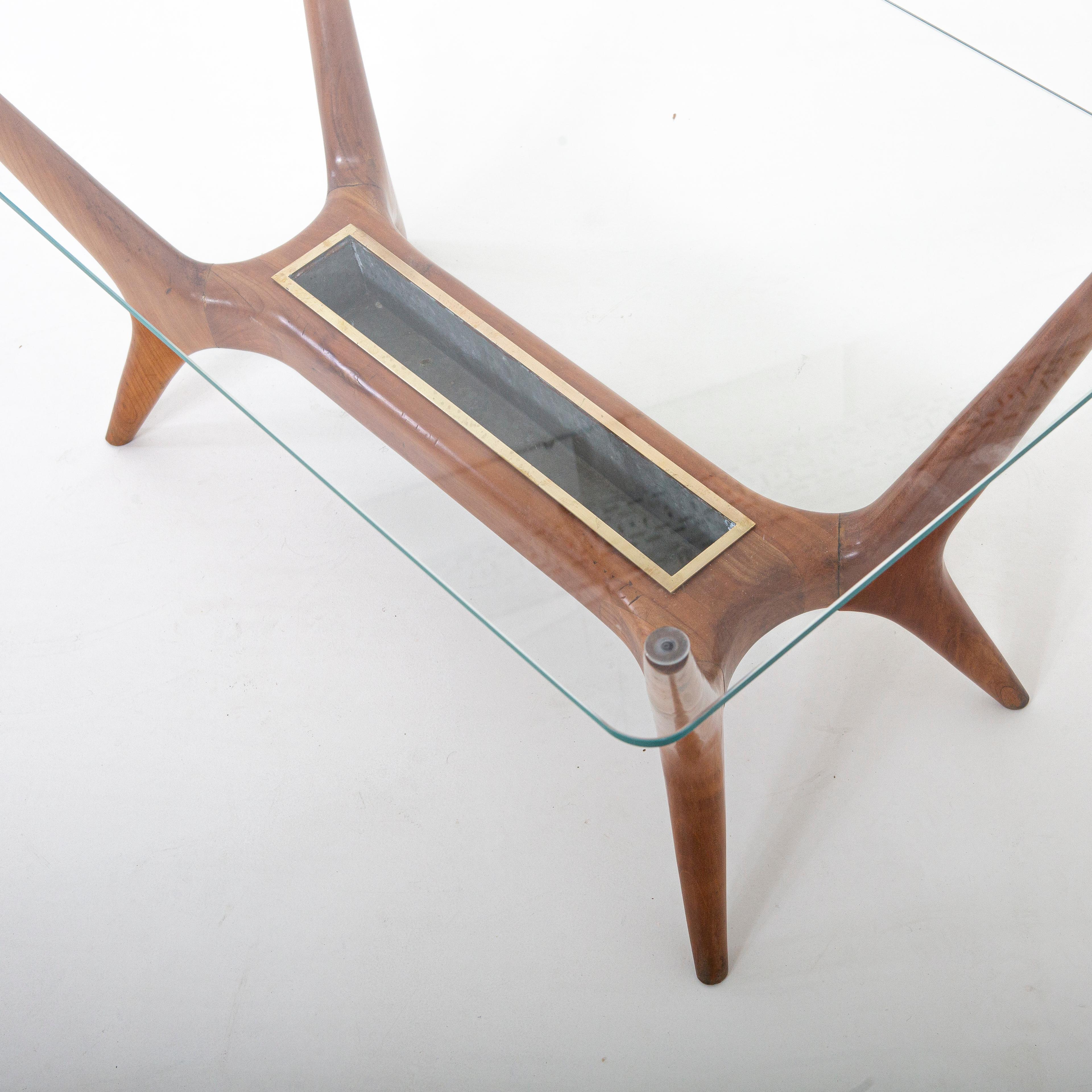 Glass Italian Modernist Cocktail Table Attributed to Gio Ponti For Sale