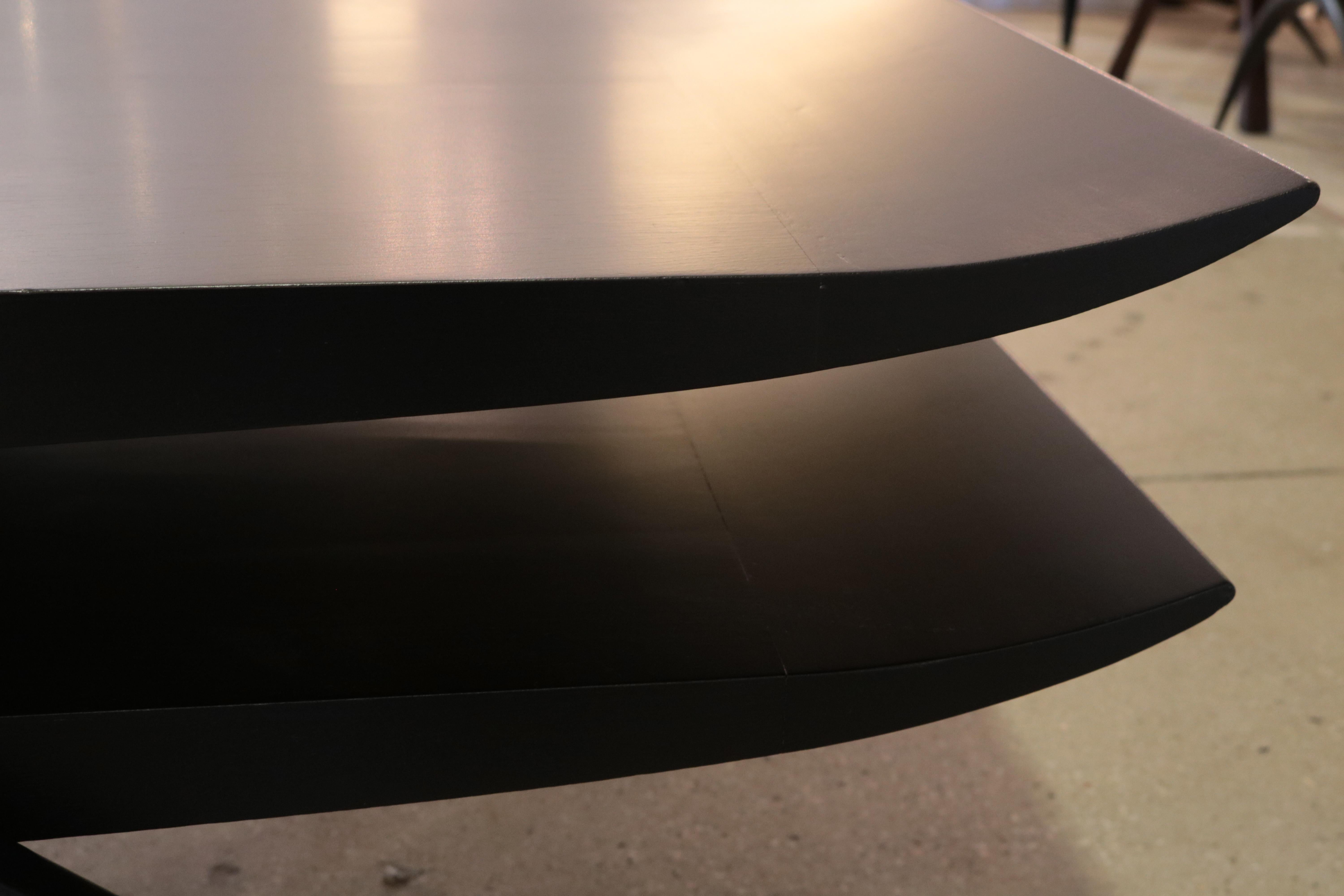 Ebonized Italian Modernist Two Tier Cocktail Table For Sale