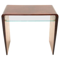 Italian Modernist Console Desk with Glass Shelf, 1940s