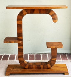 Italian Modernist Console Plant Stand or Etagere Shelves of Walnut