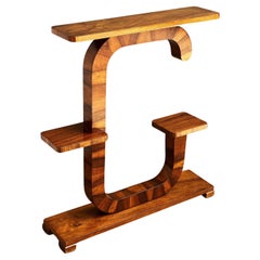 Italian Modernist Console Plant Stand or Etagere Shelves of Walnut