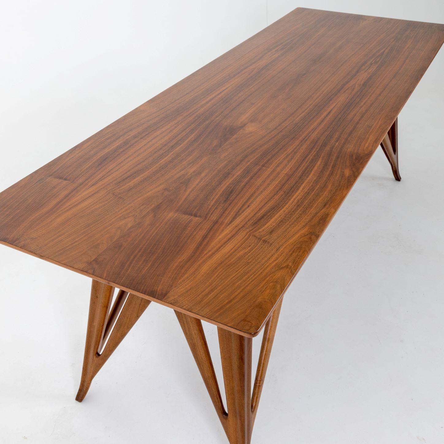Walnut Italian Modernist Console Table