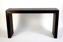 Italian Modernist Dark Wood and Steel Console Table