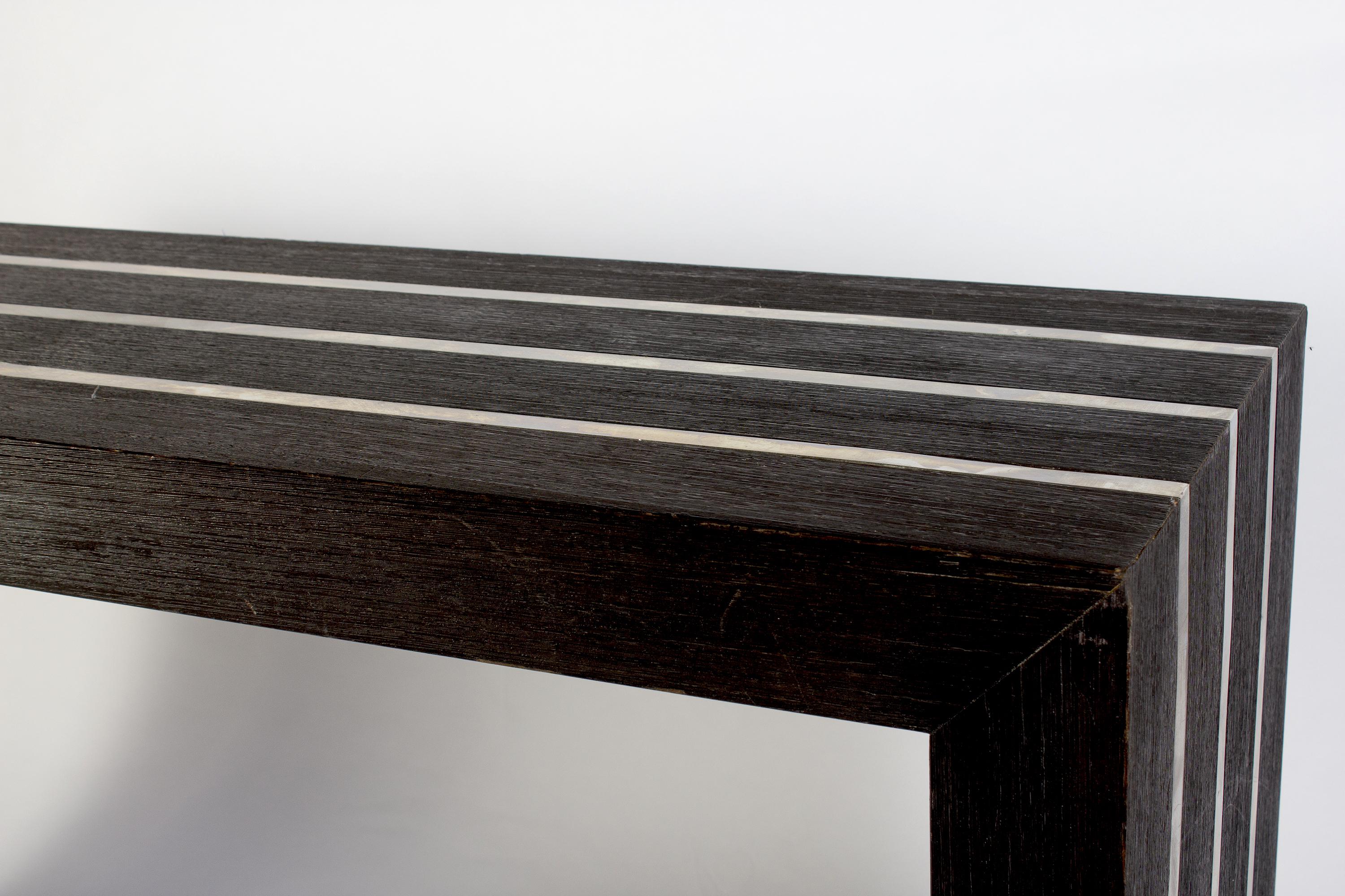 Italian Modernist Dark Wood and Steel Console Table In Good Condition For Sale In Rome, IT