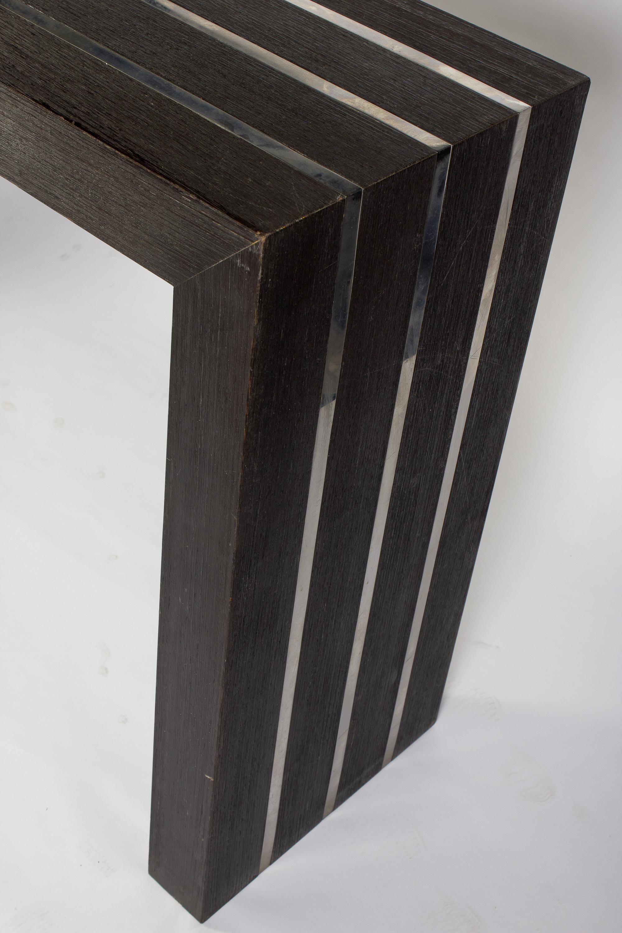 Consola modernista italiana de madera oscura y acero en Bueno estado para la venta en Rome, IT
