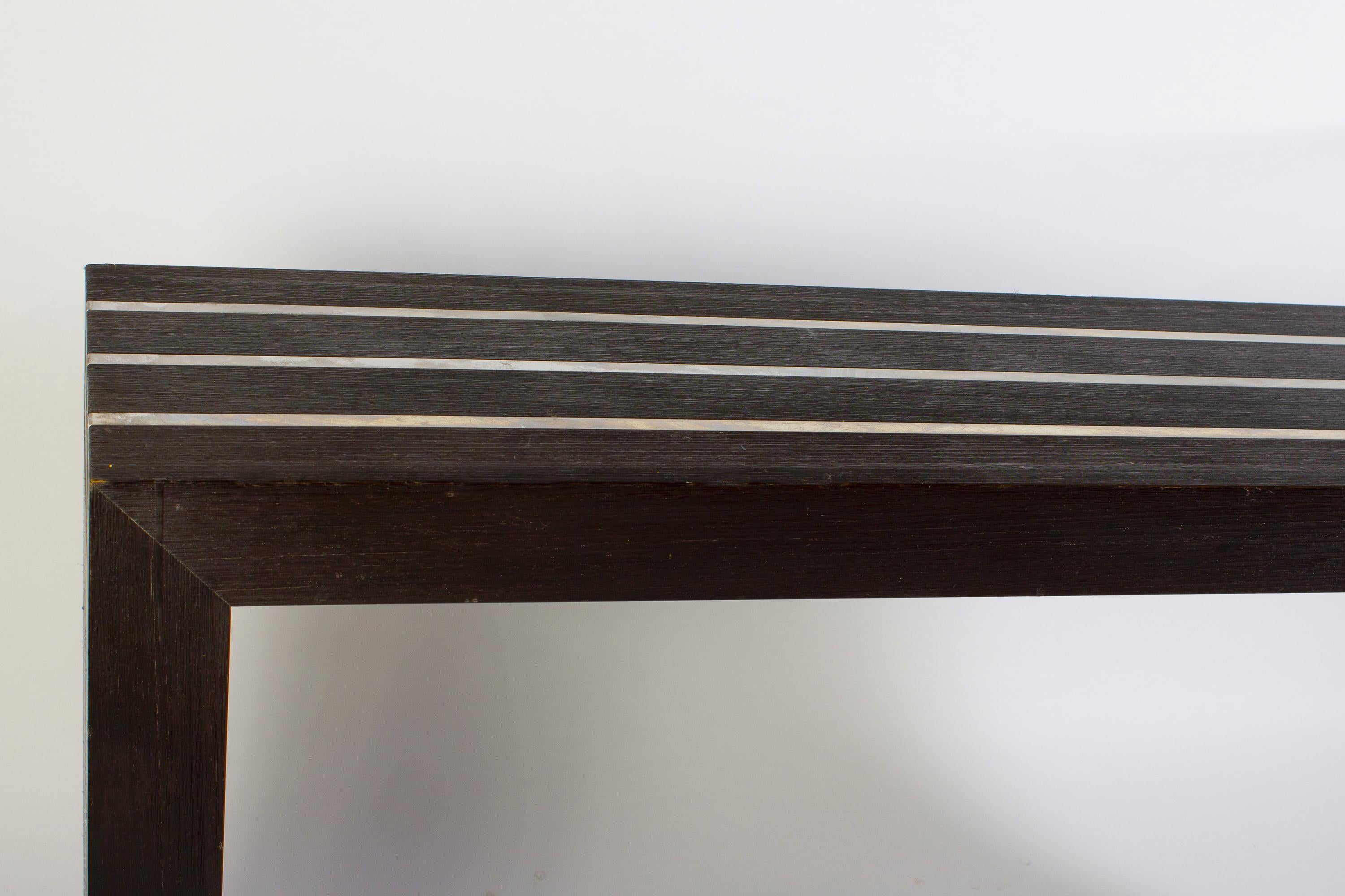 Italian Modernist Dark Wood and Steel Console Table For Sale 2